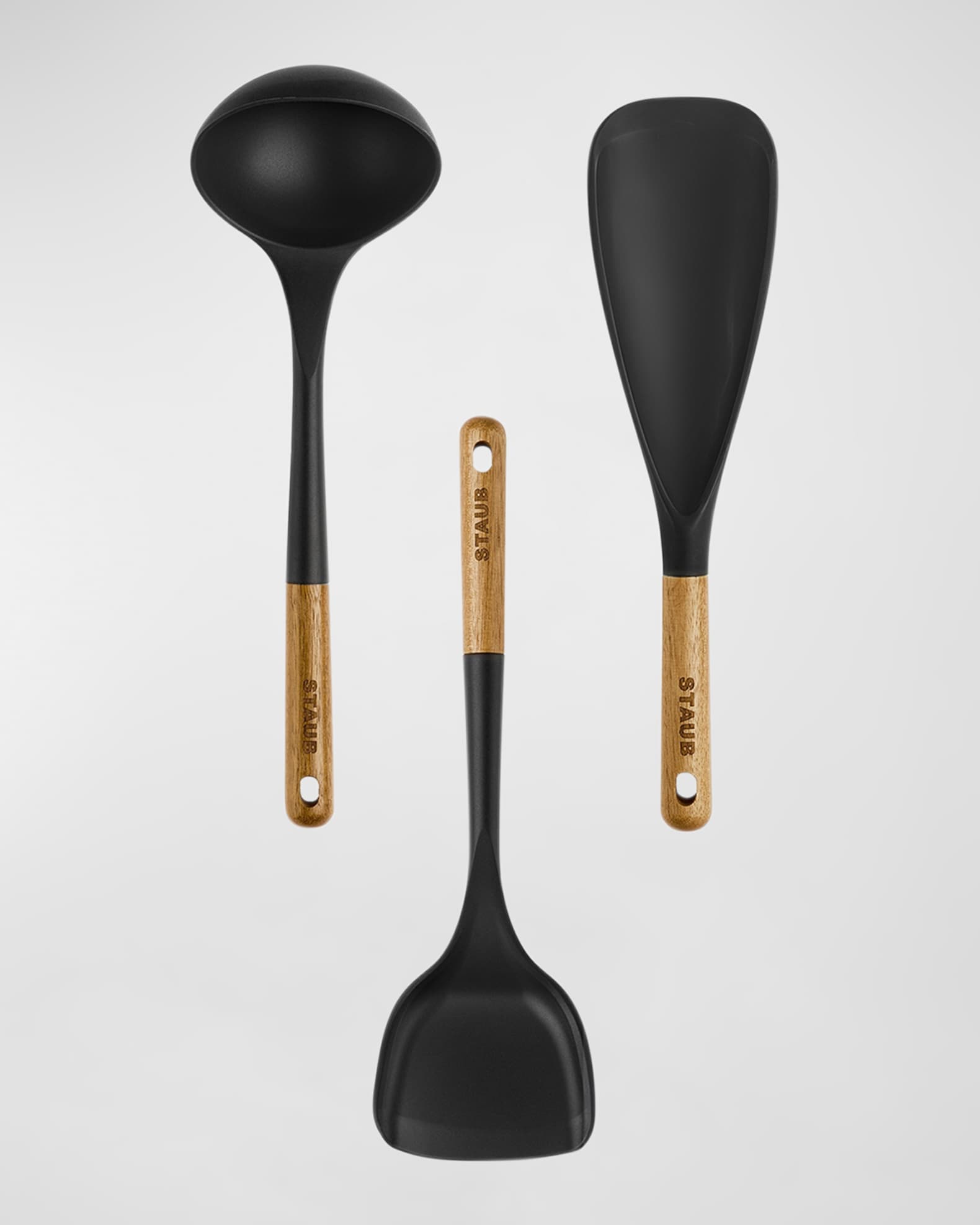 Silicone & Wood 3-Piece Utensil Cooking Set  0