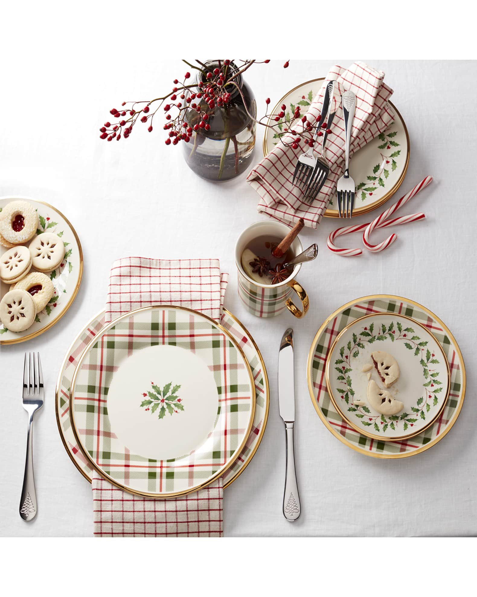Lenox Holiday Plaid Mugs, Set of 4 Neiman Marcus