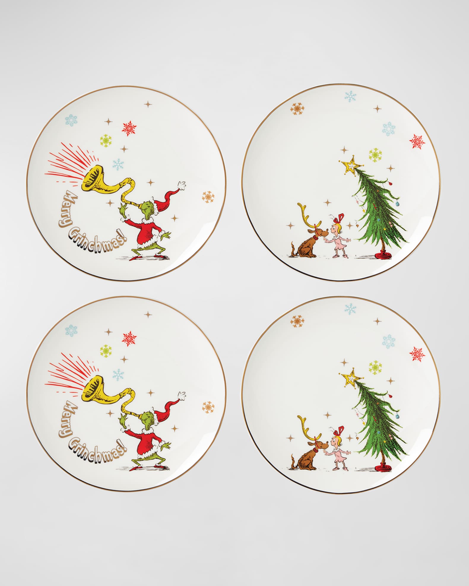 Lenox Merry Grinchmas Assorted Accent Plates, Set of 4 Neiman Marcus