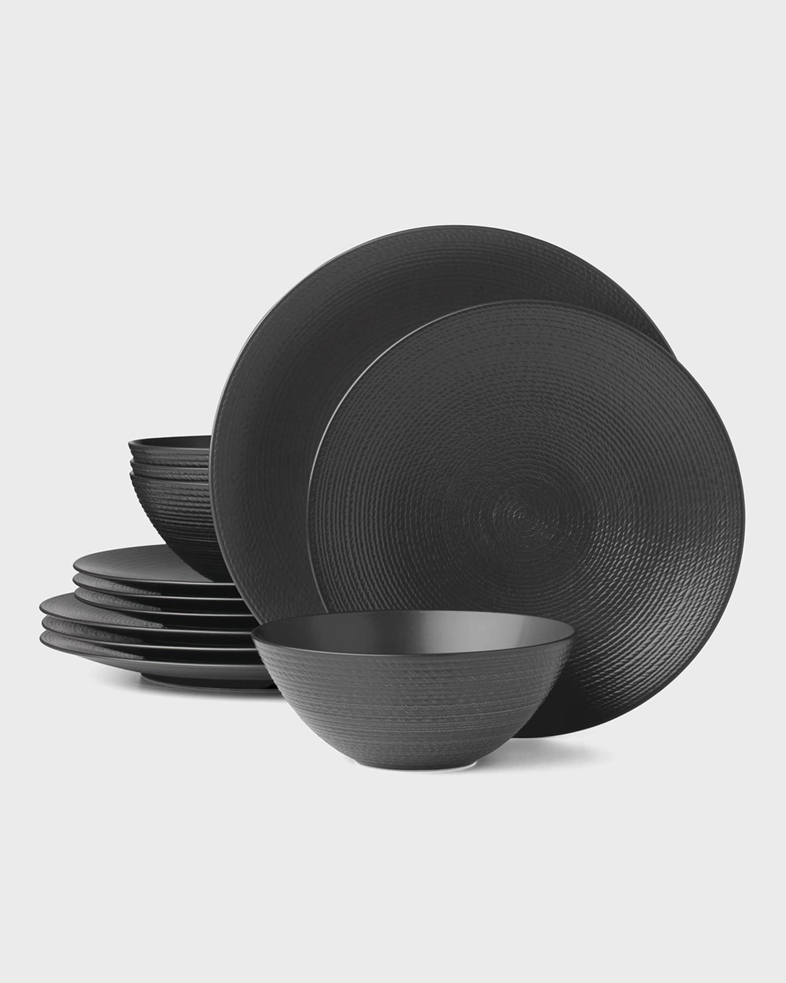 LX Collective Black 12-Piece Dinnerware Set 0