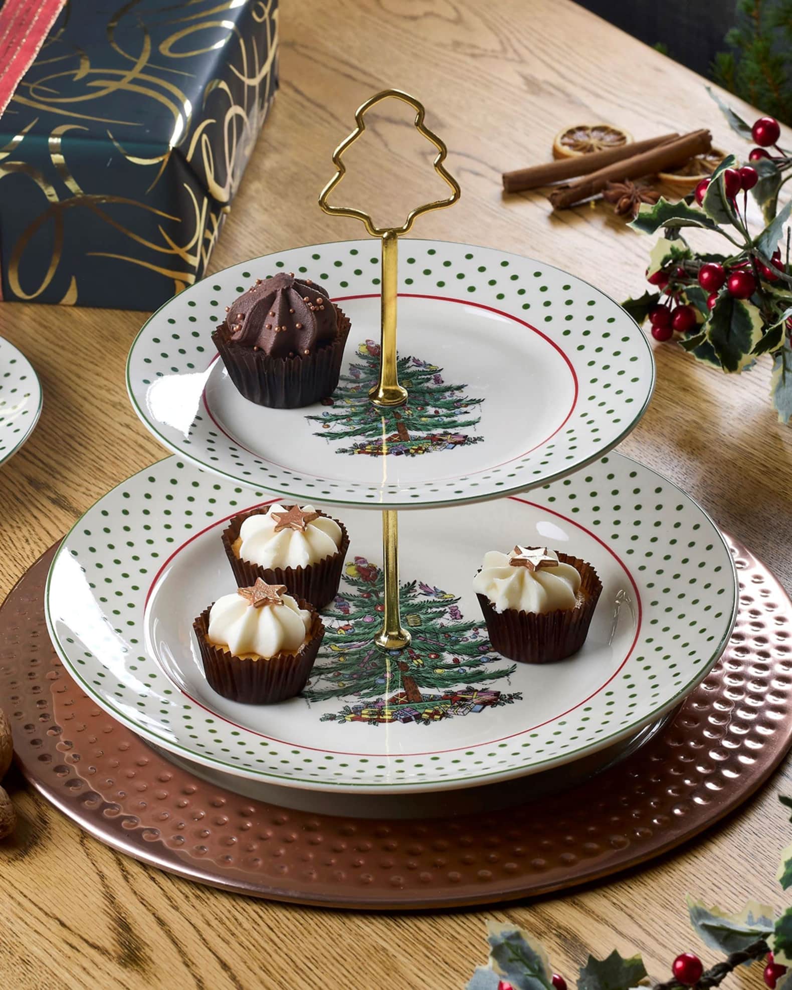 Christmas Tree Polka Dot Tiered Server  0