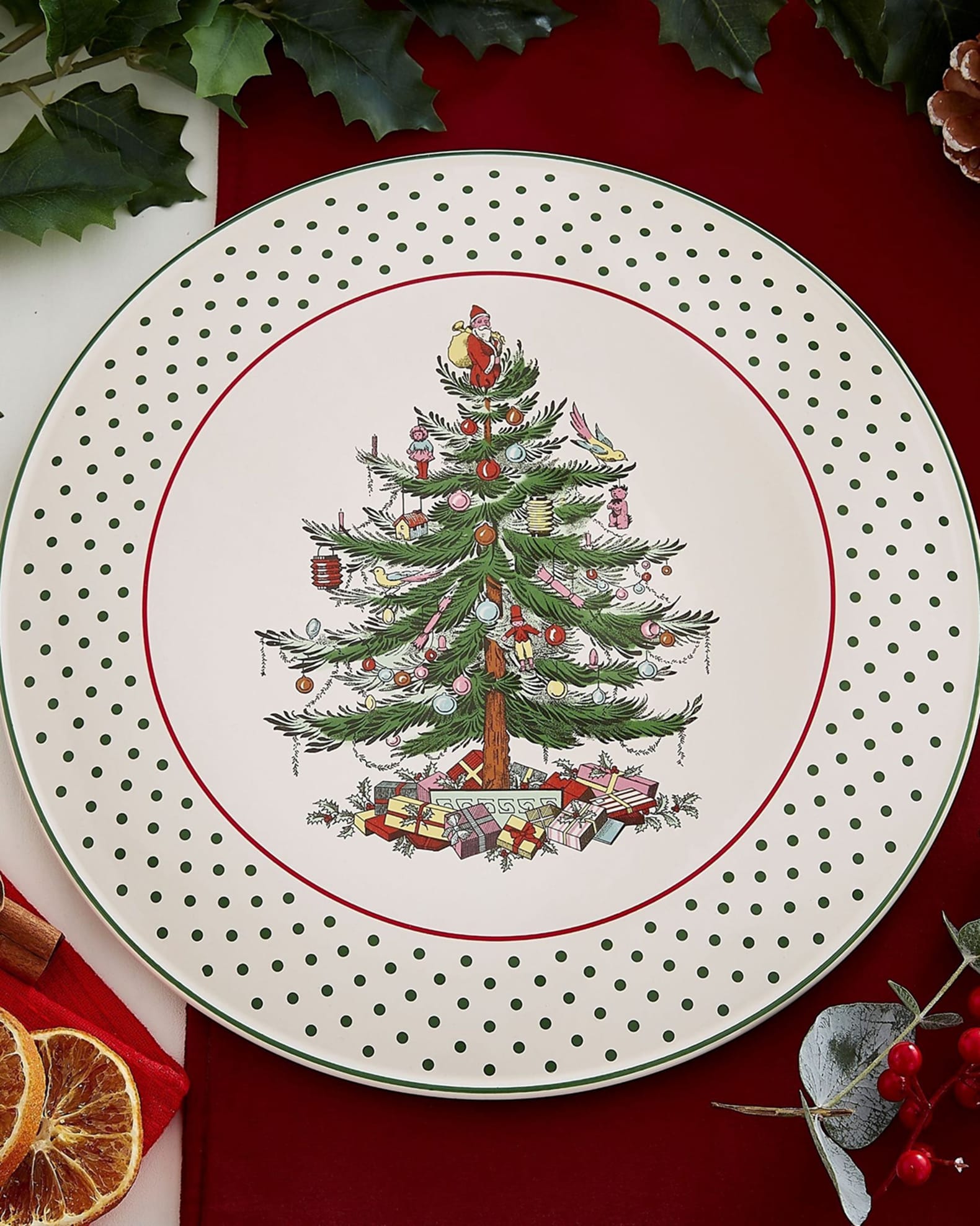 Polka-Dot Christmas Cake Plate  1