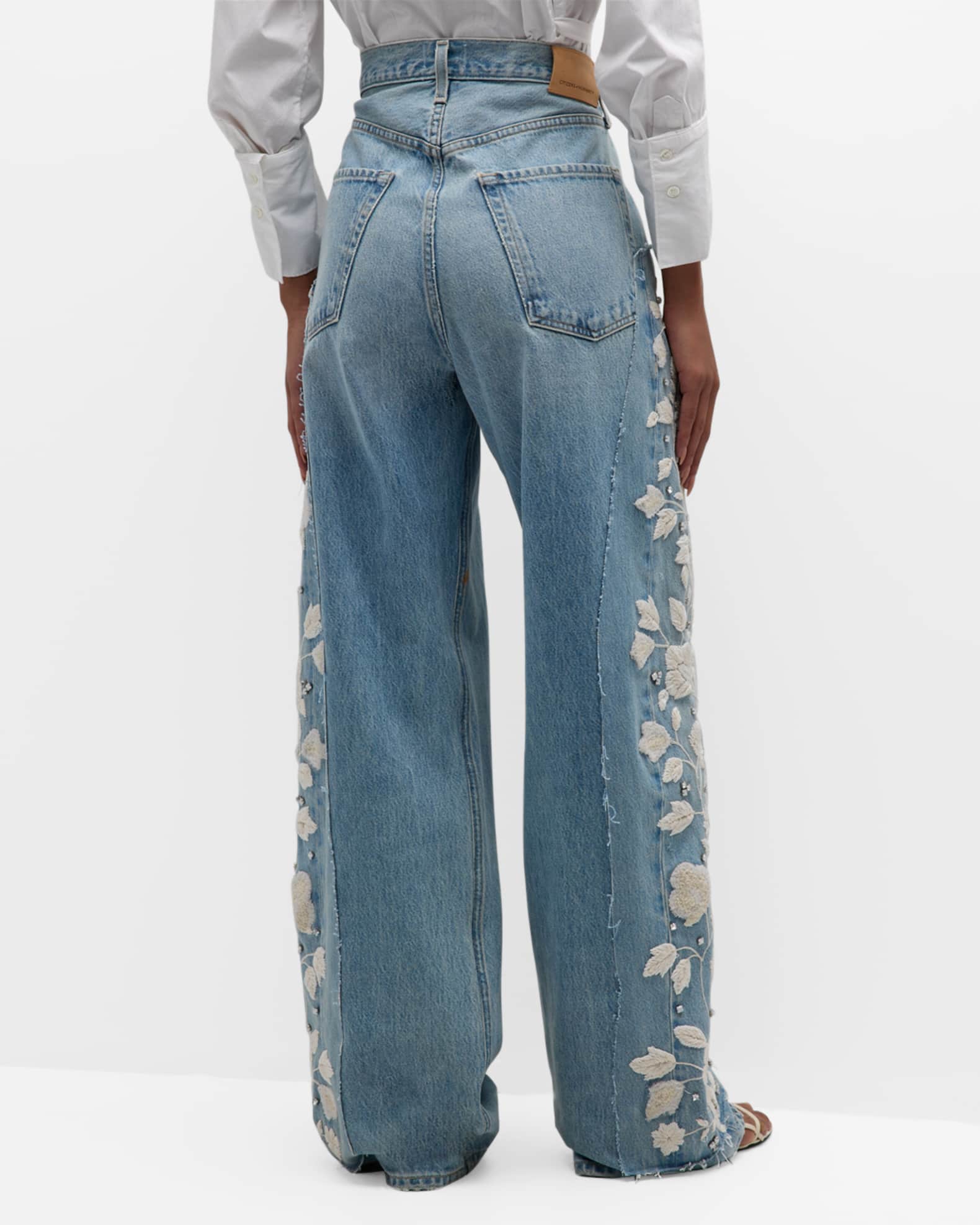 Citizens of Humanity Ayla High Rise Embroidered Baggy Jeans | Neiman Marcus