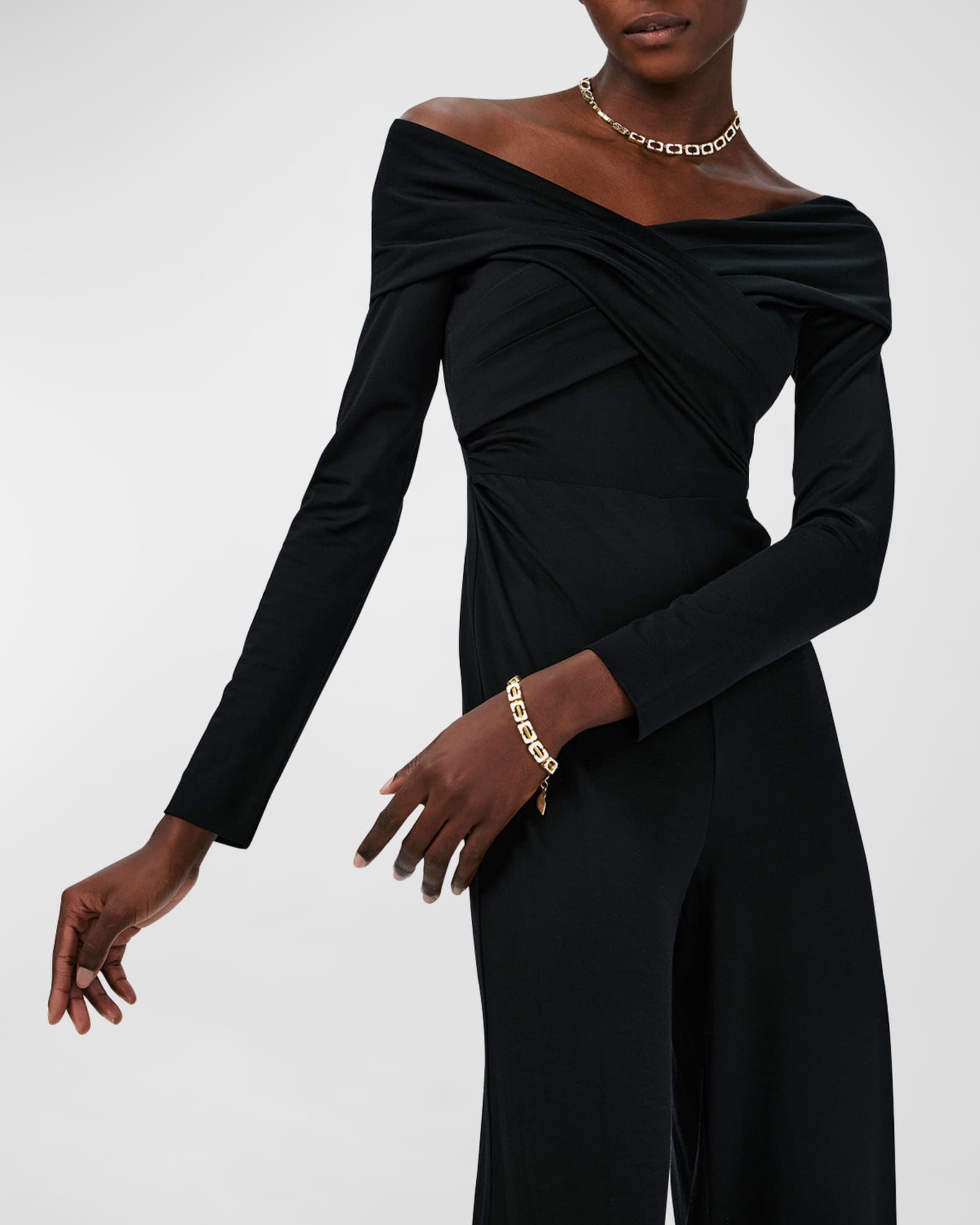 Diane von Furstenberg Lucien Off Shoulder Crossover Wide Leg