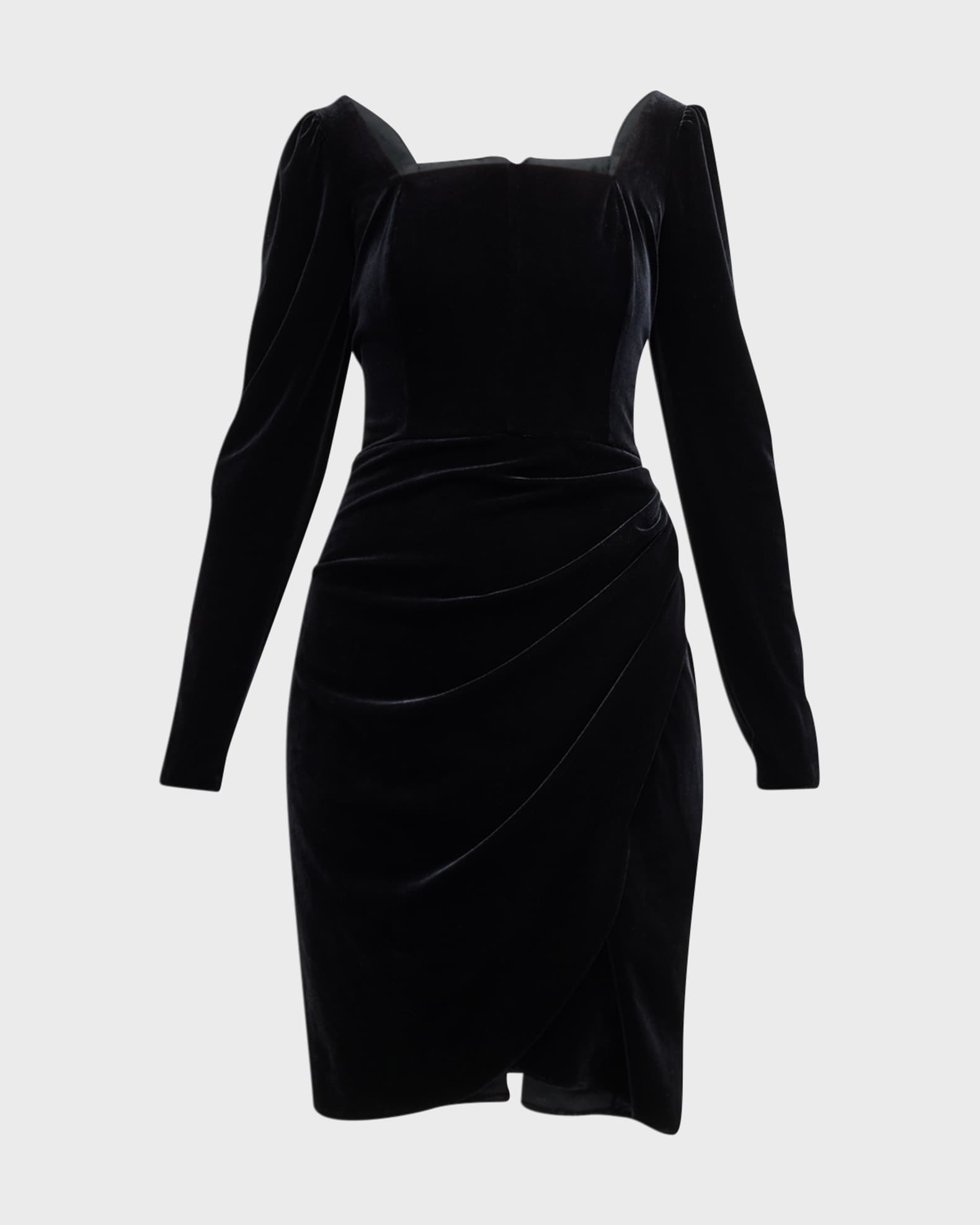 Shoshanna Soho Draped Square-Neck Velvet Mini Dress | Neiman Marcus