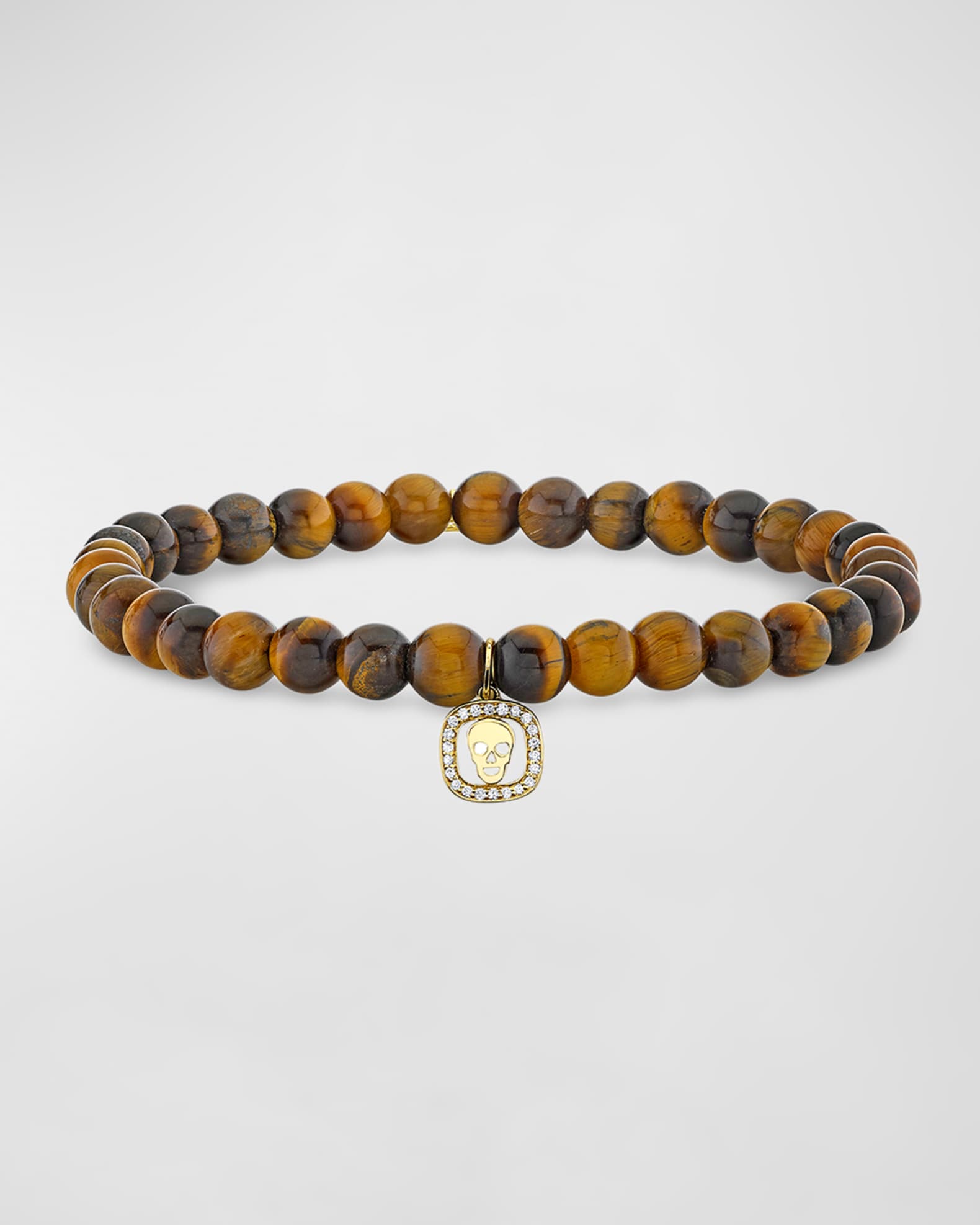 Men's Tigers Eye Beaded Bracelet with Diamonds 0