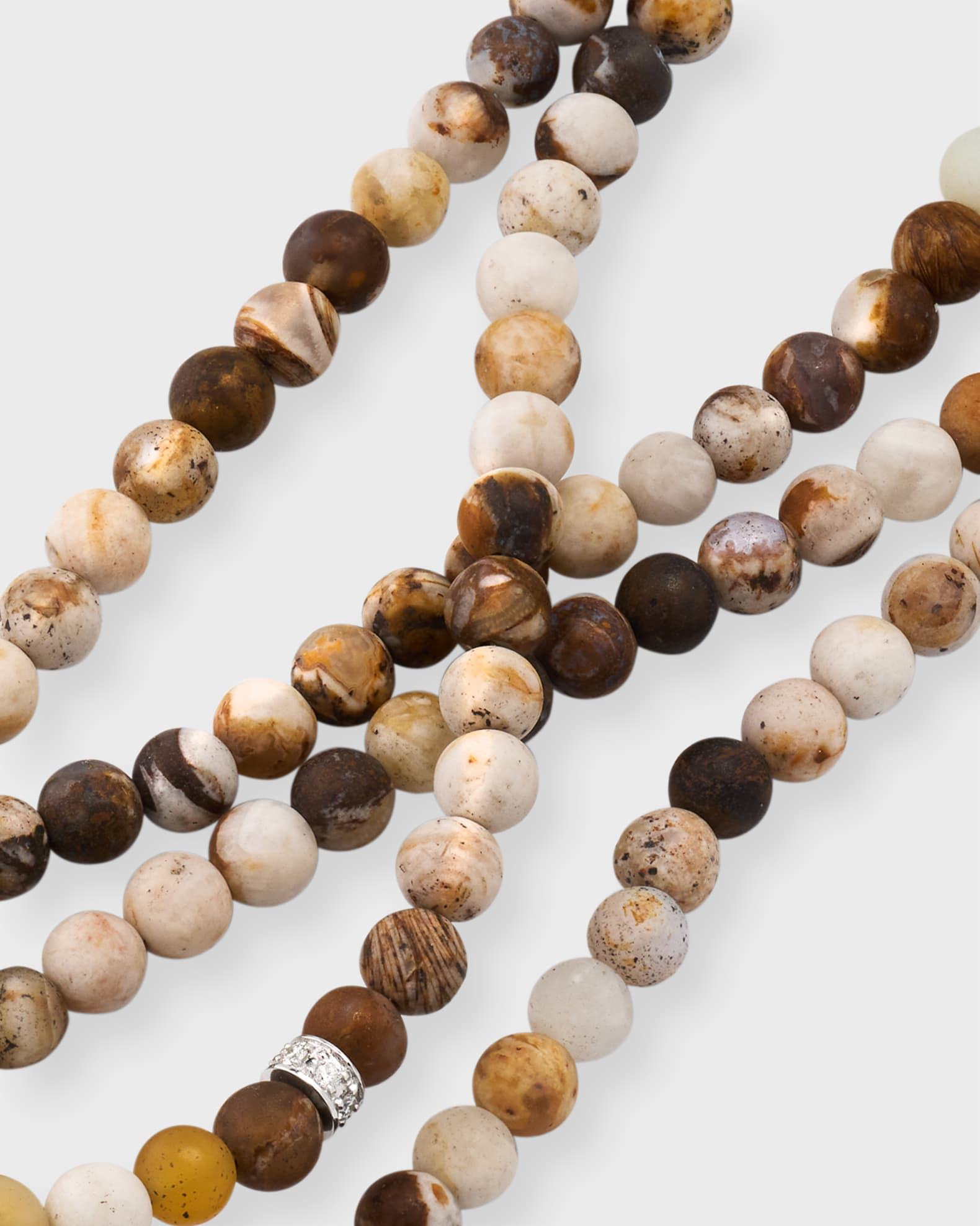 Men's Diamond Rondelle Wooden Opal Beaded Necklace