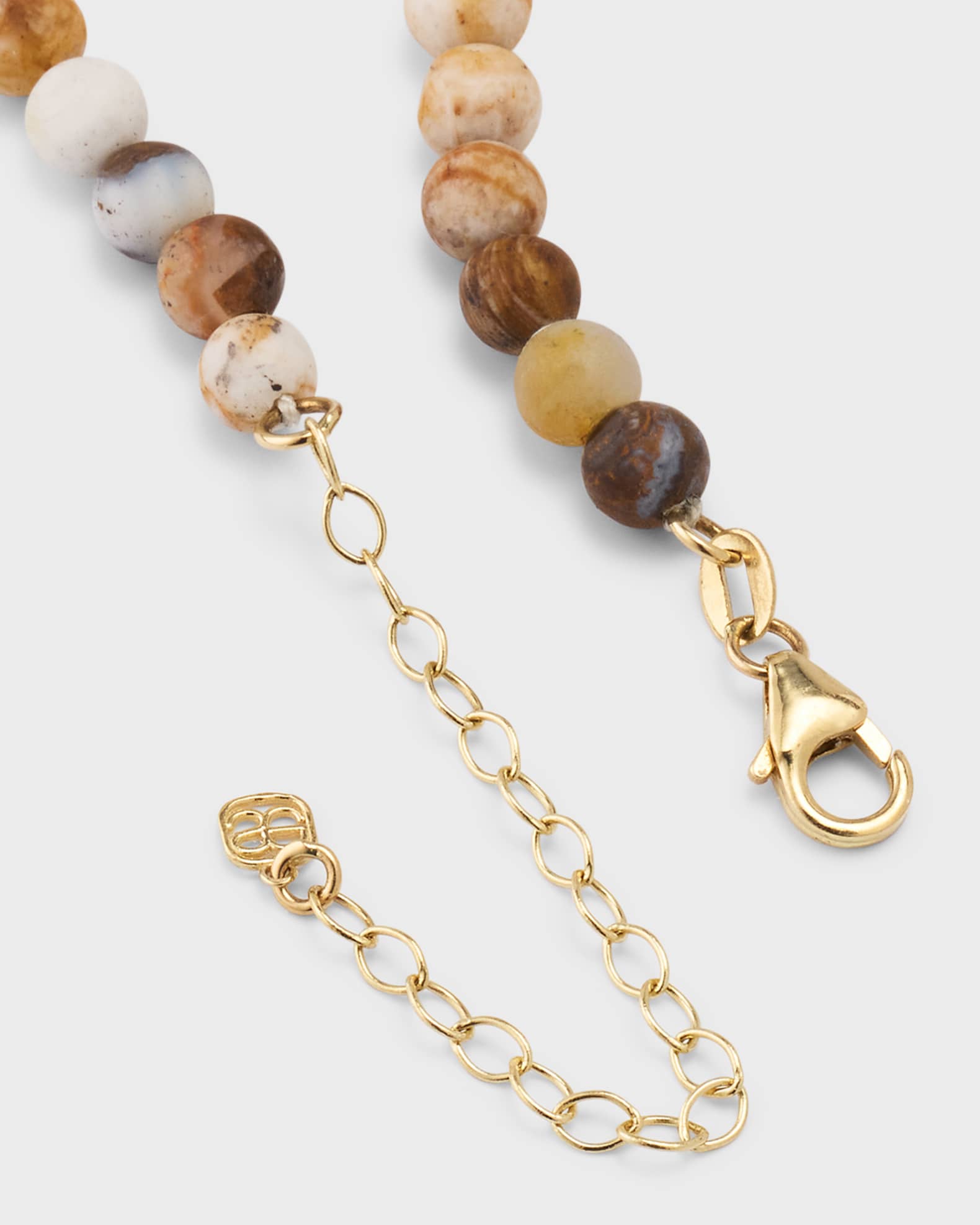Men's Diamond Rondelle Wooden Opal Beaded Necklace