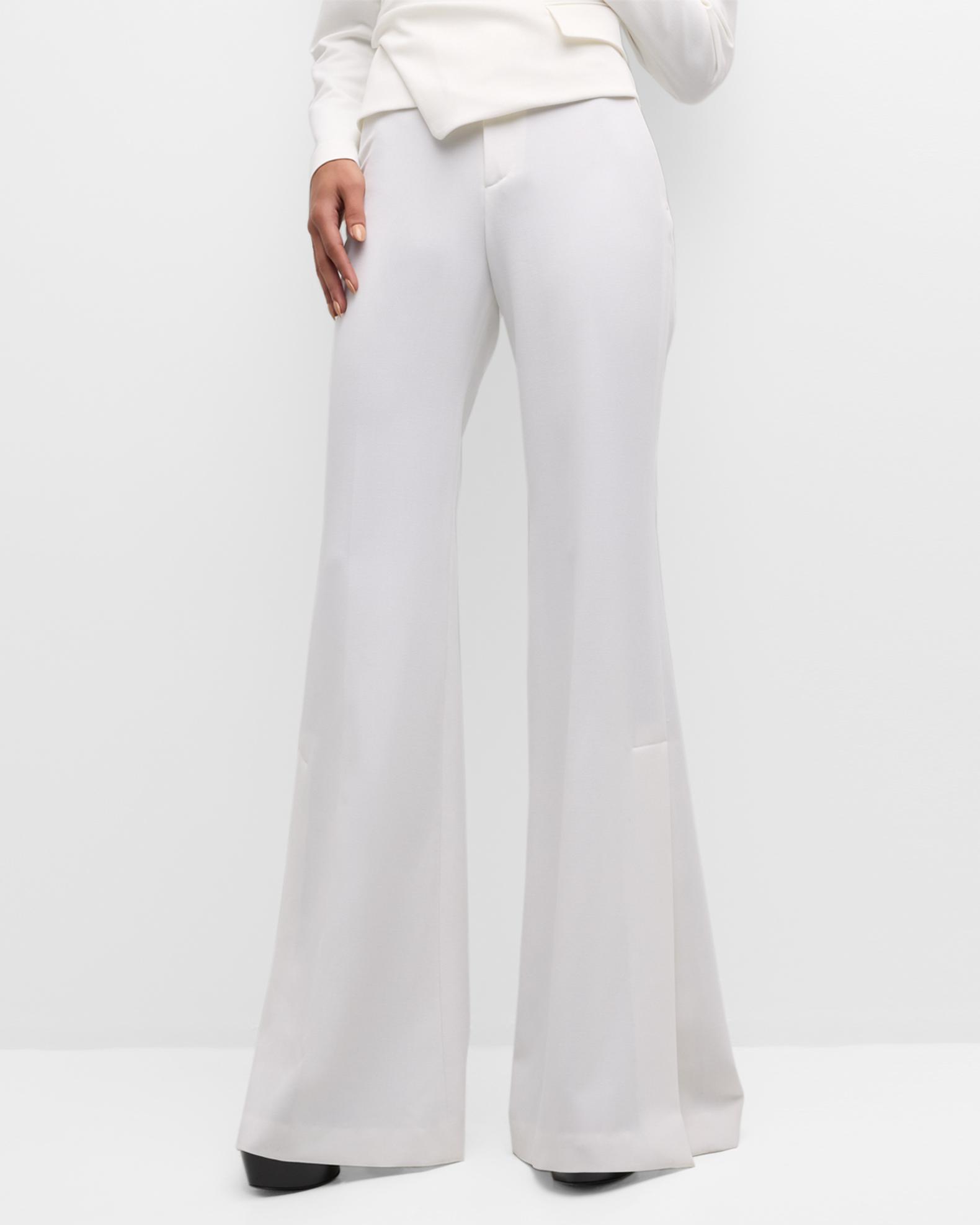 Bernings sho】White silk flared pants わりきっ M