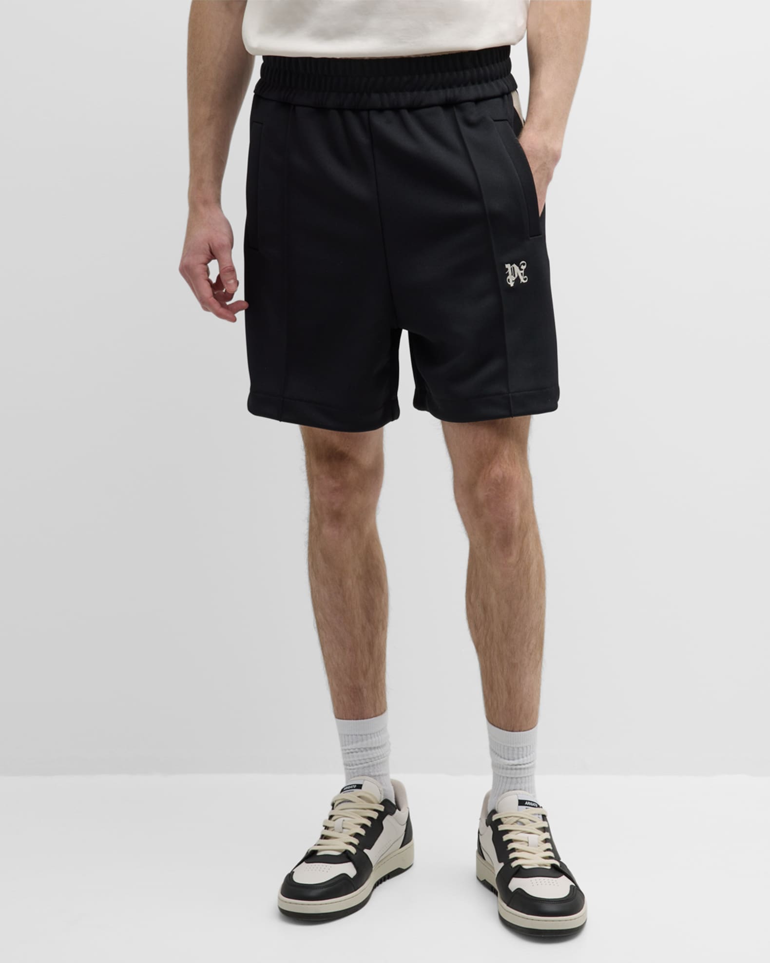 Palm Angels Monogram embroidered Track Shorts Black