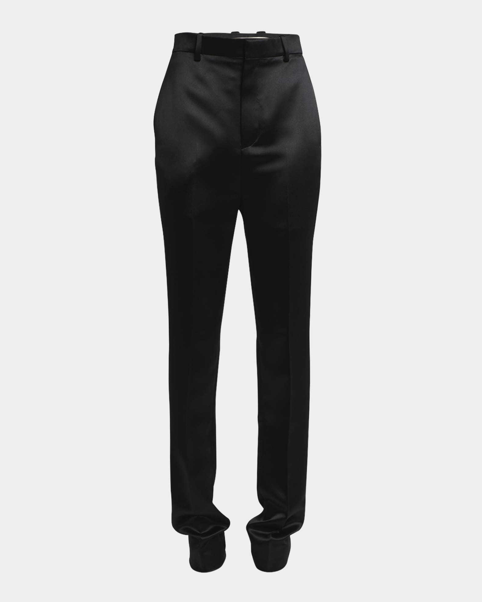 Saint Laurent High-Rise Slim-Leg Silk Pants
