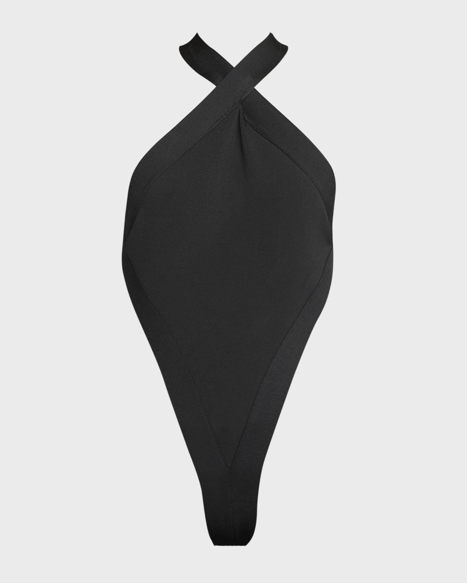 Saint Laurent Crossover Open-Back Halter Bodysuit