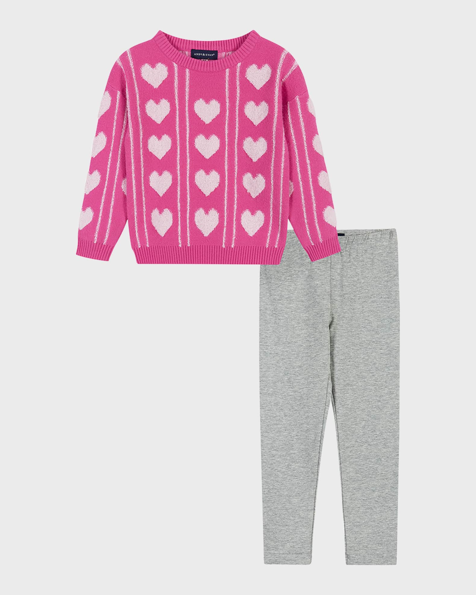 Andy & Evan Flower Sherpa Sweater & Legging Set main image 1