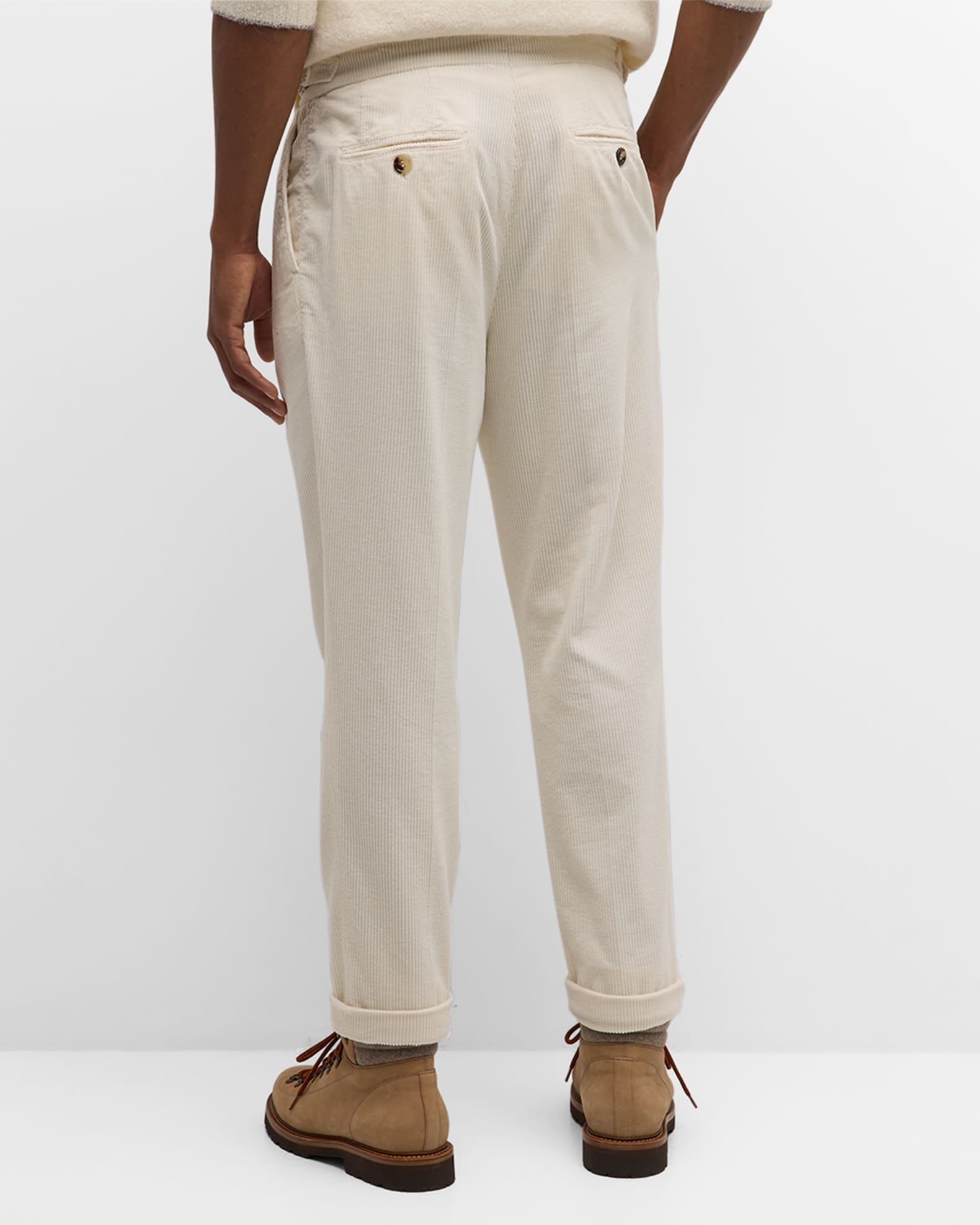 Brunello Cucinelli Men's Fine Wale Pleated Corduroy Pants | Neiman Marcus