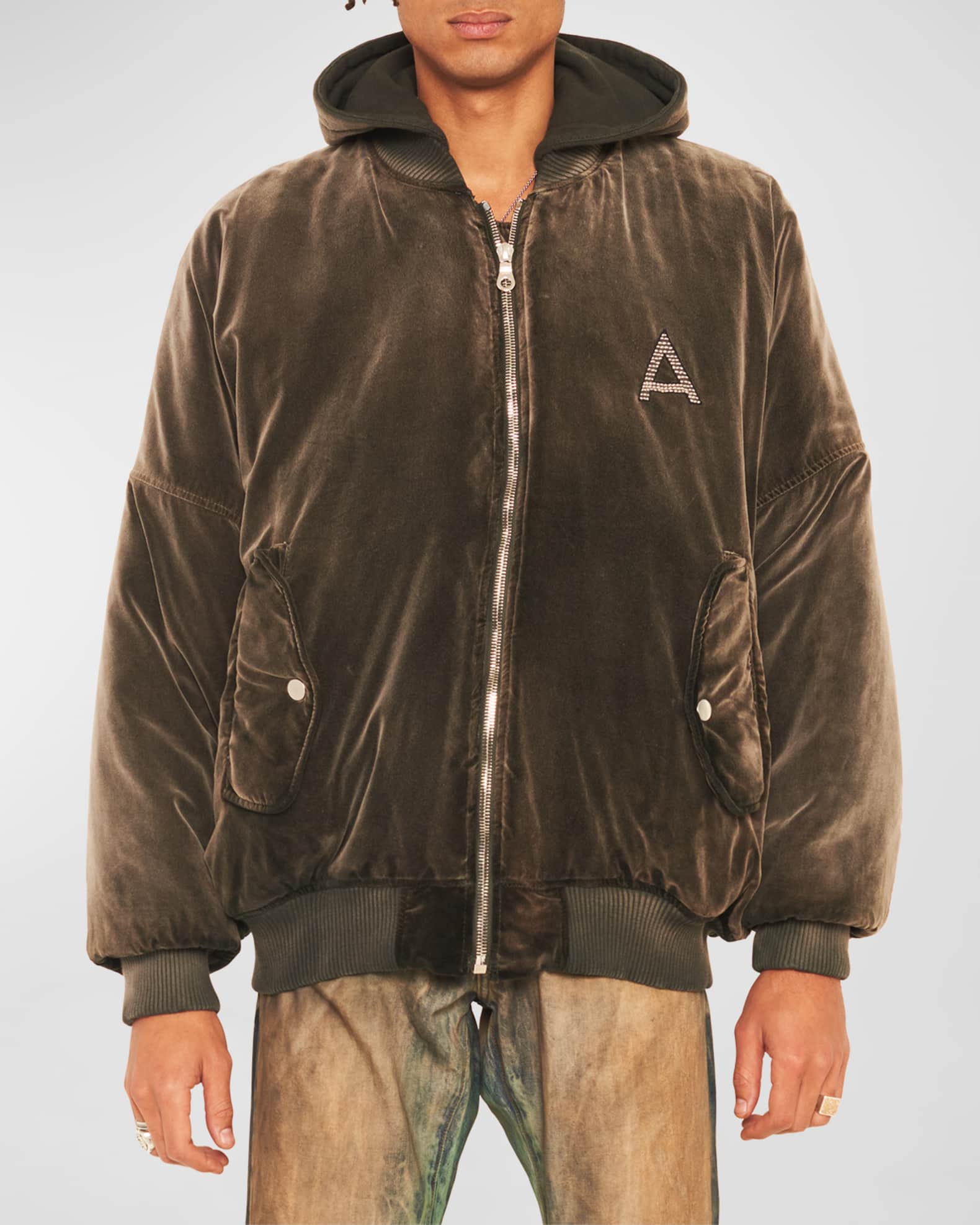 Louis Vuitton Cropped Hooded Bomber Metal Grey