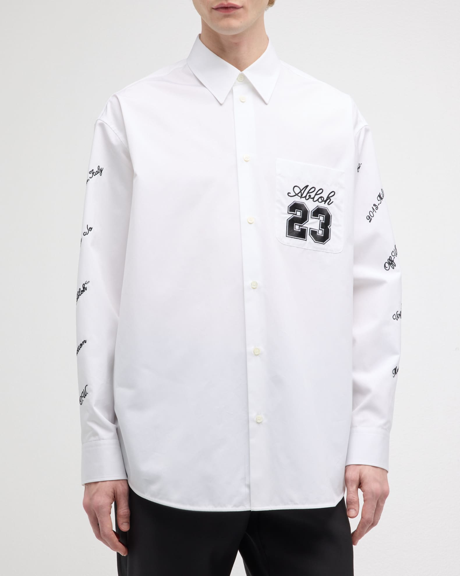 OffWhite Men's 23 Logo Embroidered Sport Shirt Neiman Marcus