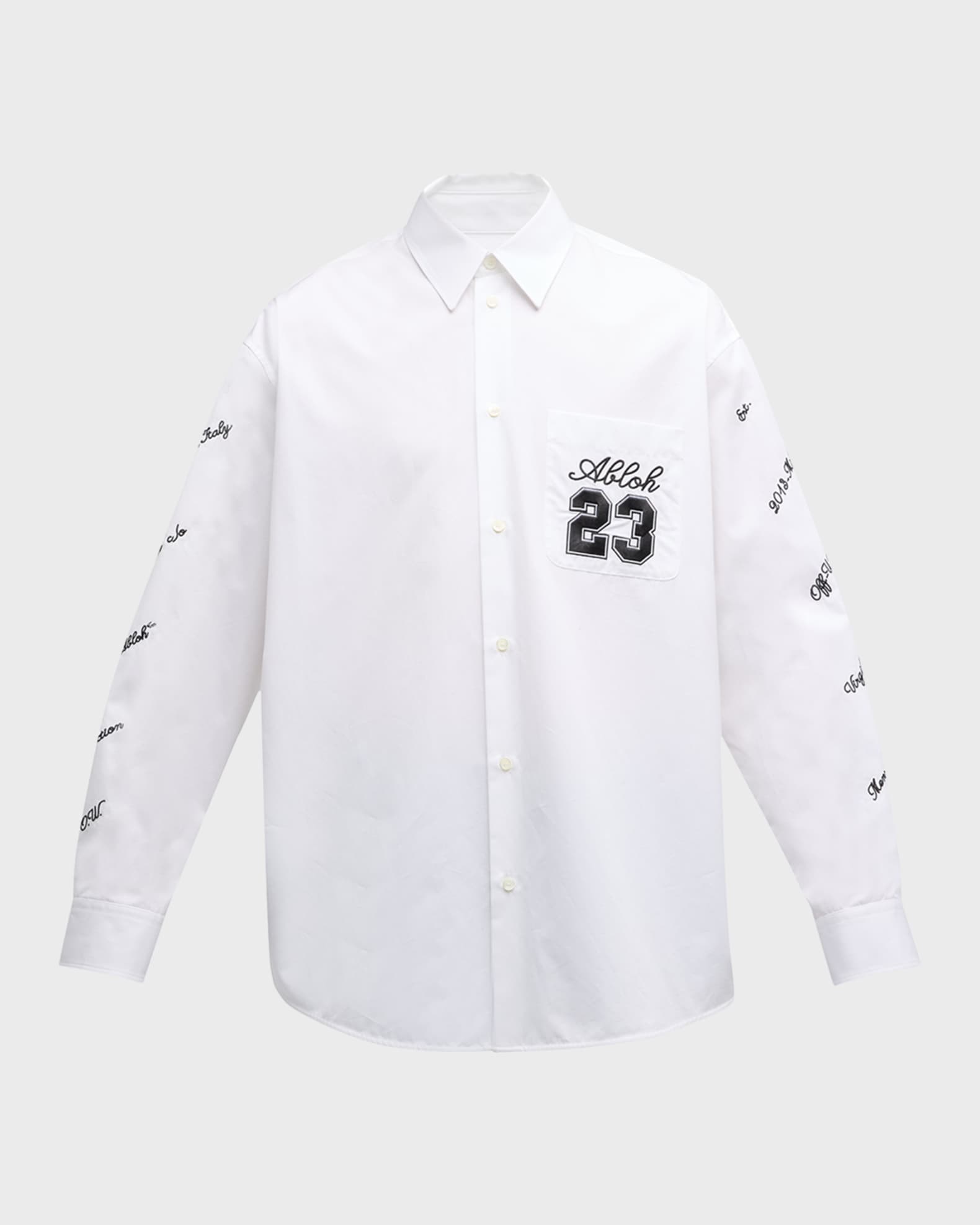 OffWhite Men's 23 Logo Embroidered Sport Shirt Neiman Marcus