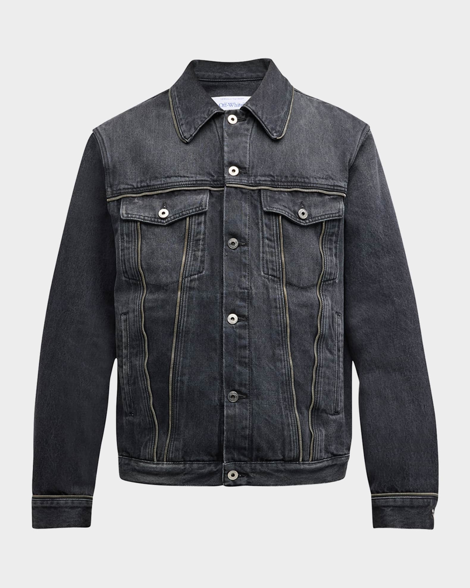 Men's Arrow Zipper-Trim Denim Jacket