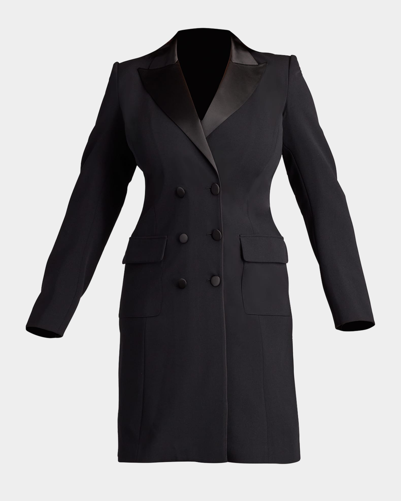 Tadashi Shoji Plus Size Double-Breasted Crepe Midi Coat Dress