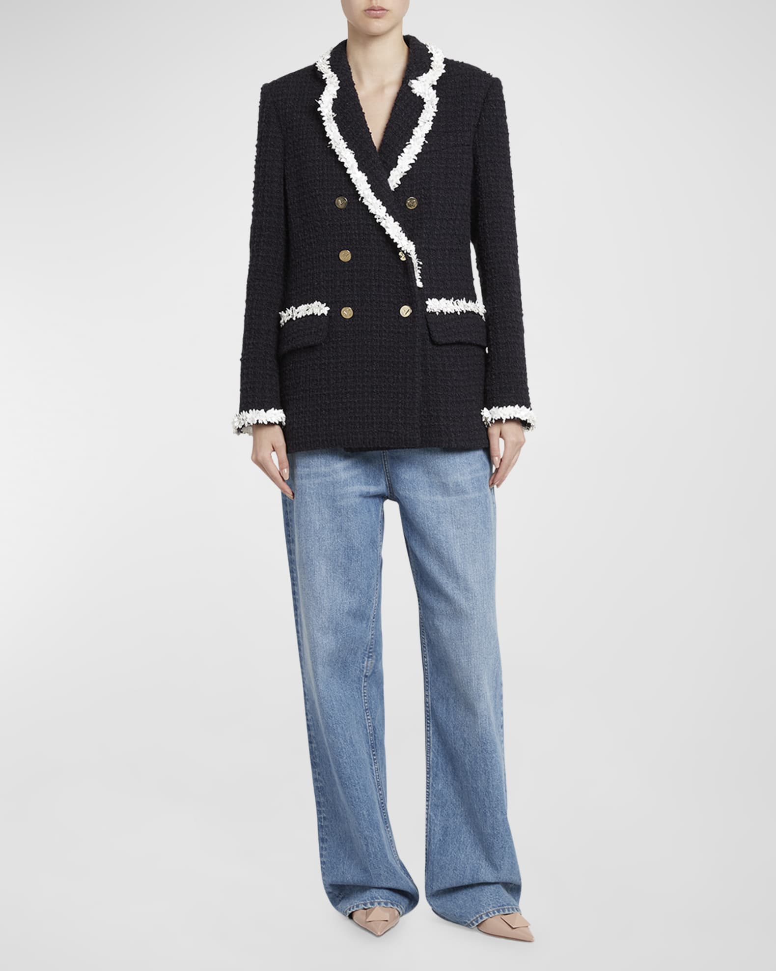 Valentino notched lapels double-breasted coat - Neutrals