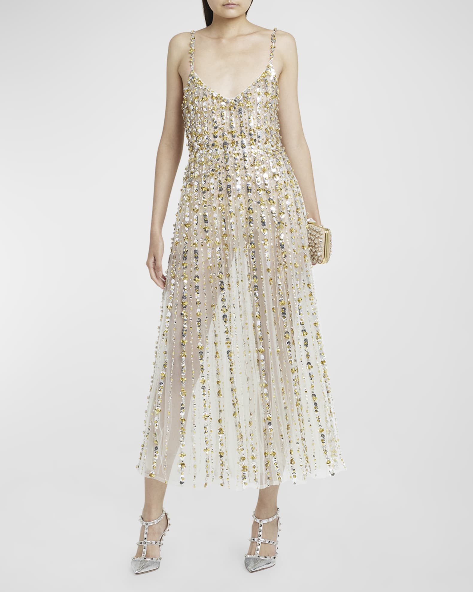 Valentino Ivory Cocktail Dress with Sequin Embellishments