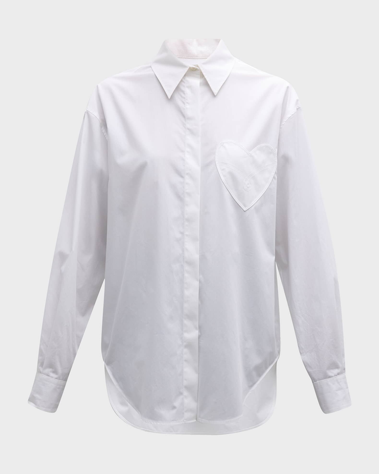 Moschino heart-embroidered poplin shirt - White