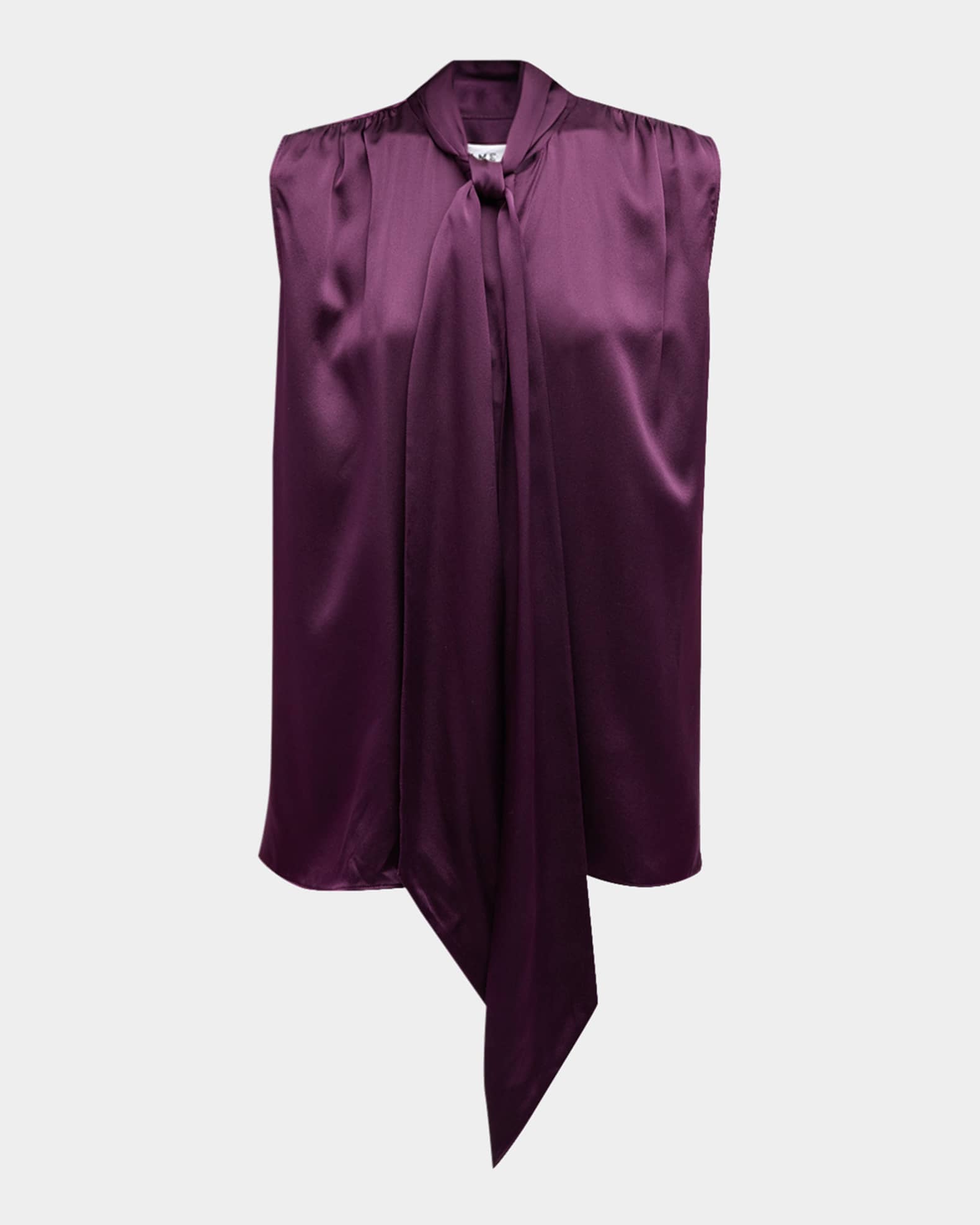 FRAME Sleeveless Tie-Neck Blouse Neiman Marcus