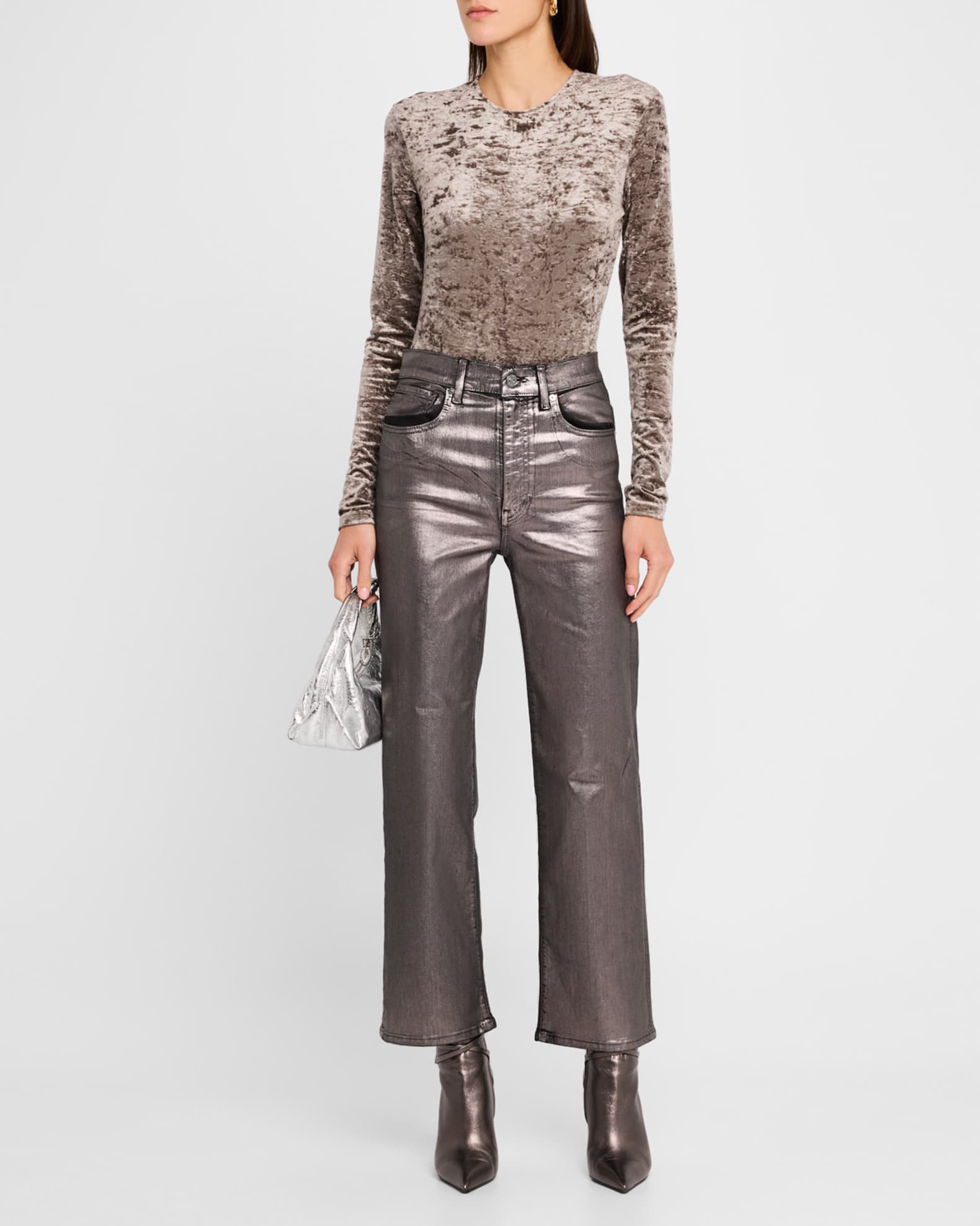Long Sleeve Crushed Velvet Top 1