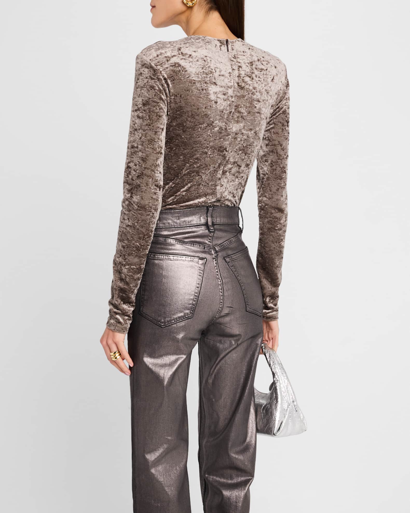 Long Sleeve Crushed Velvet Top
