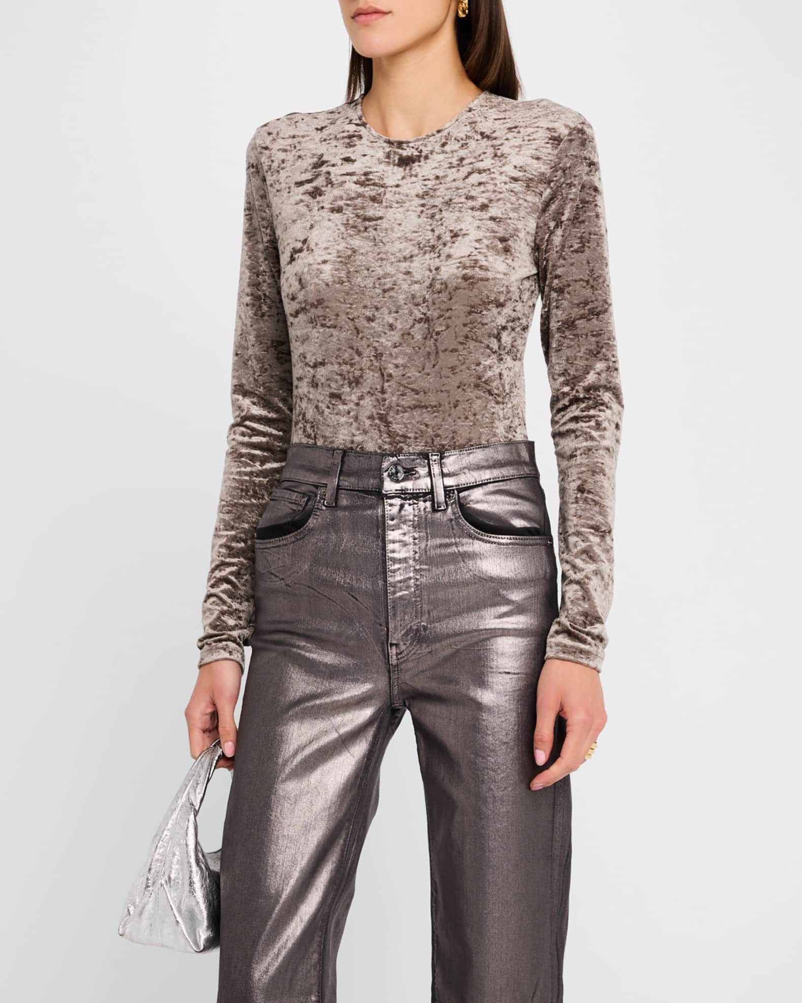 Crushed velvet long sleeve top cheap