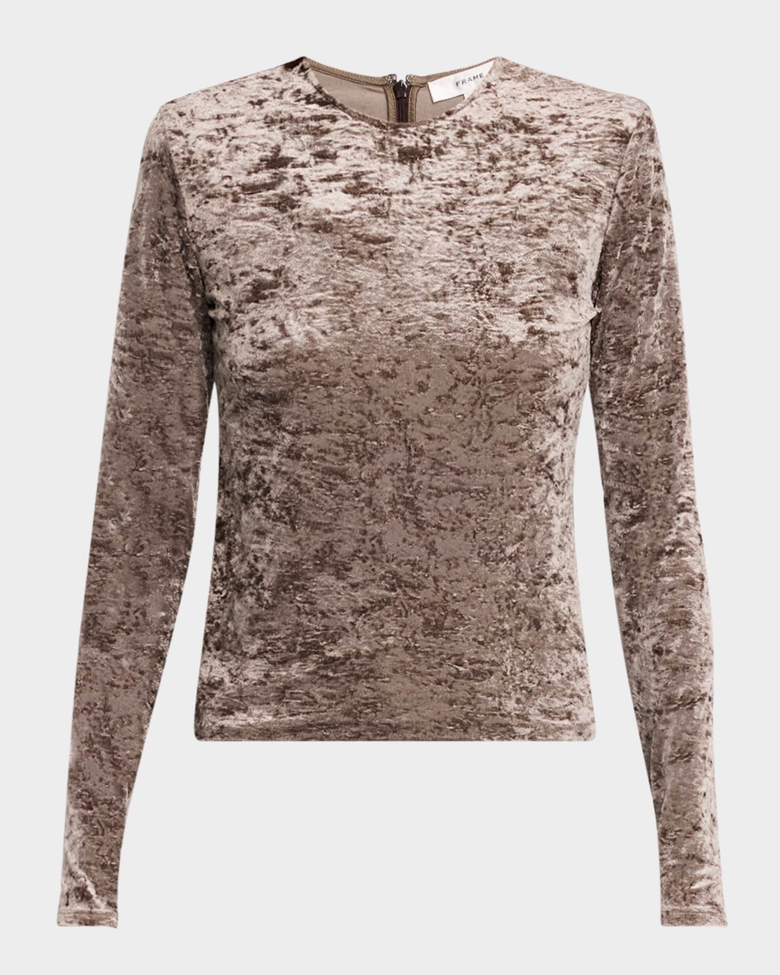 Long Sleeve Crushed Velvet Top 0