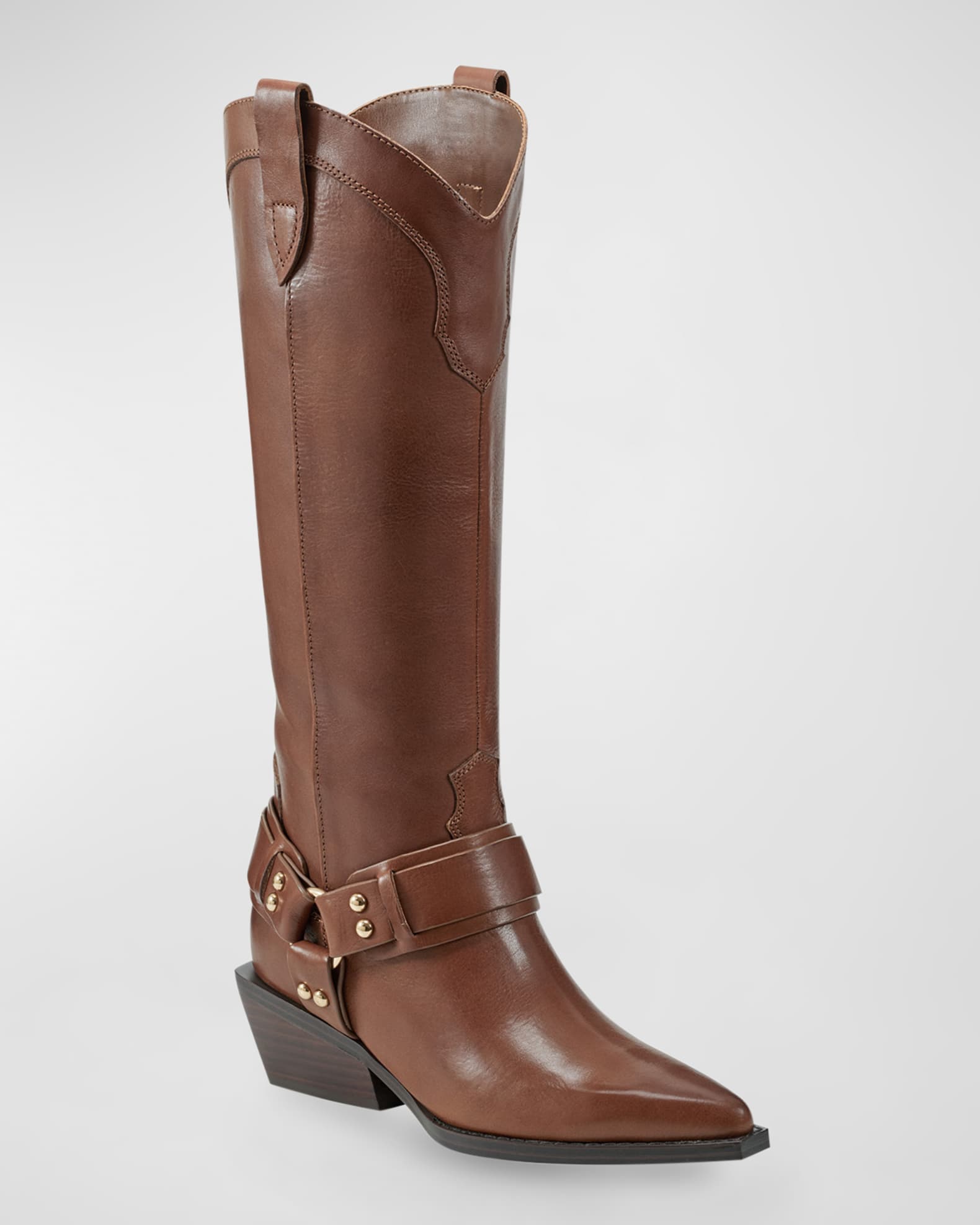 Marc Fisher LTD Rally Leather Harness Knee Boots | Neiman Marcus