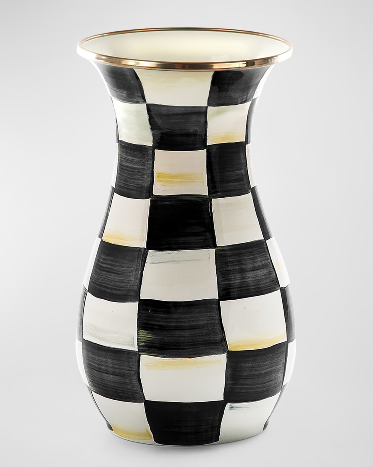 Courtly Check Enamel Tall Vase - 10" 0