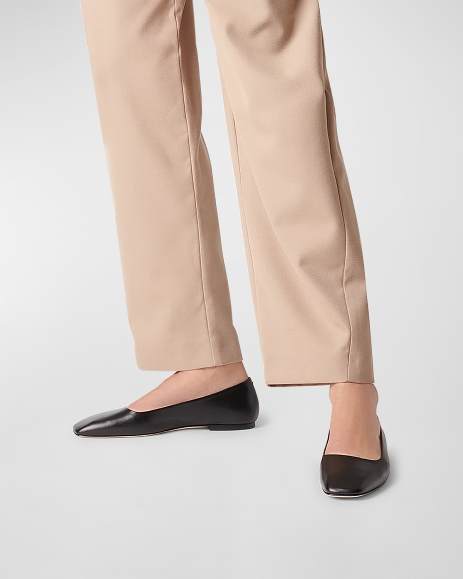 Aeyde Ida Leather Square-Toe Ballerina Flats | Neiman Marcus