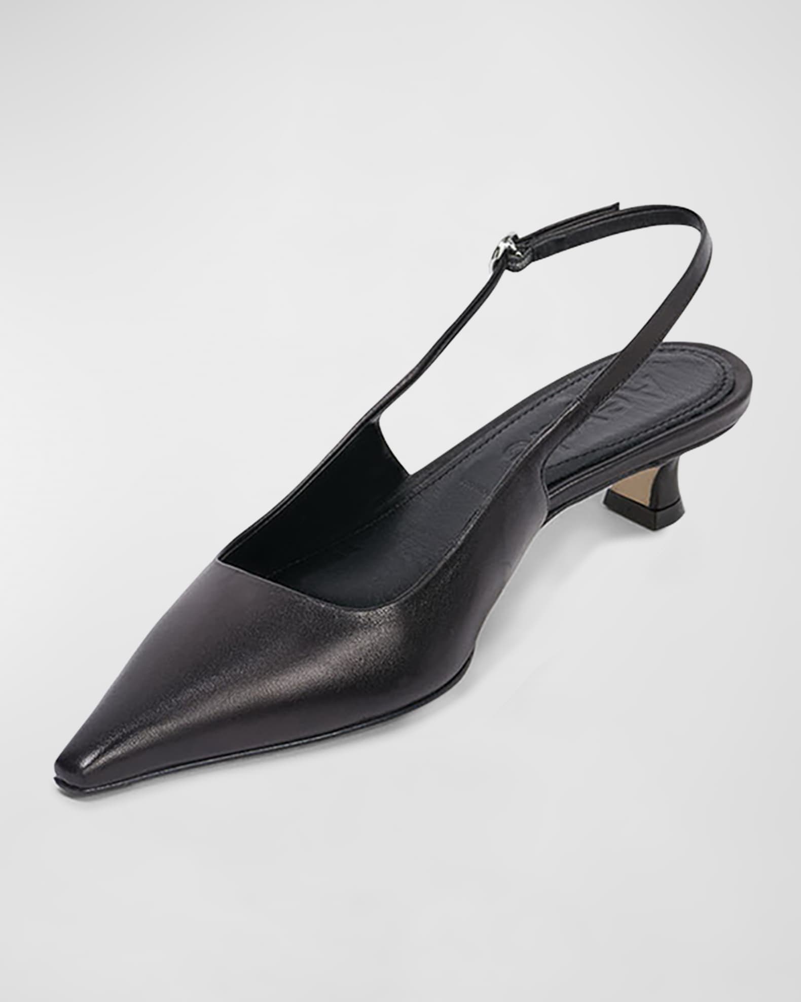 Catrina Leather Kitten-Heel Slingback Pumps | Neiman Marcus
