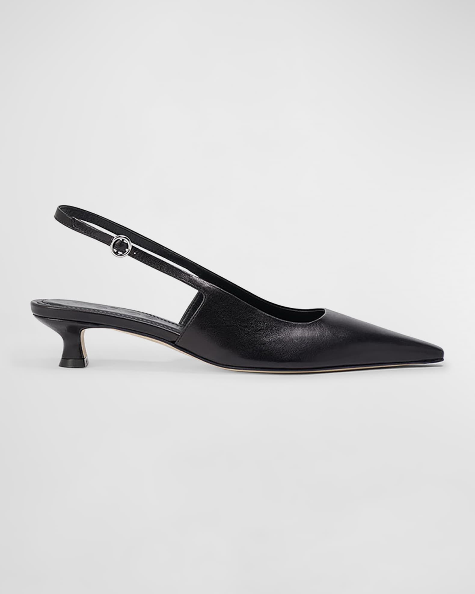 Catrina Leather Kitten Heel Slingback Pumps