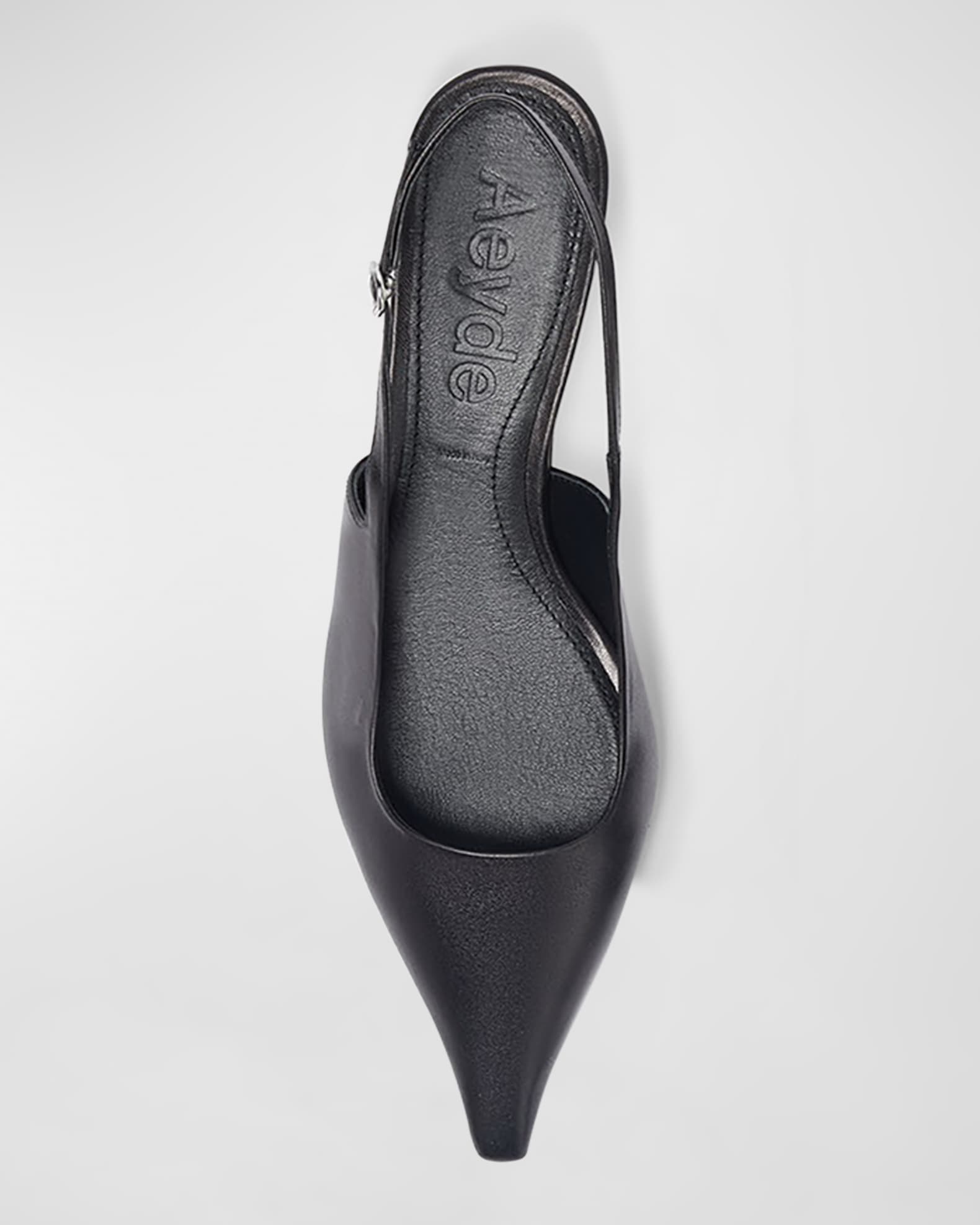 Catrina Leather Kitten-Heel Slingback Pumps | Neiman Marcus