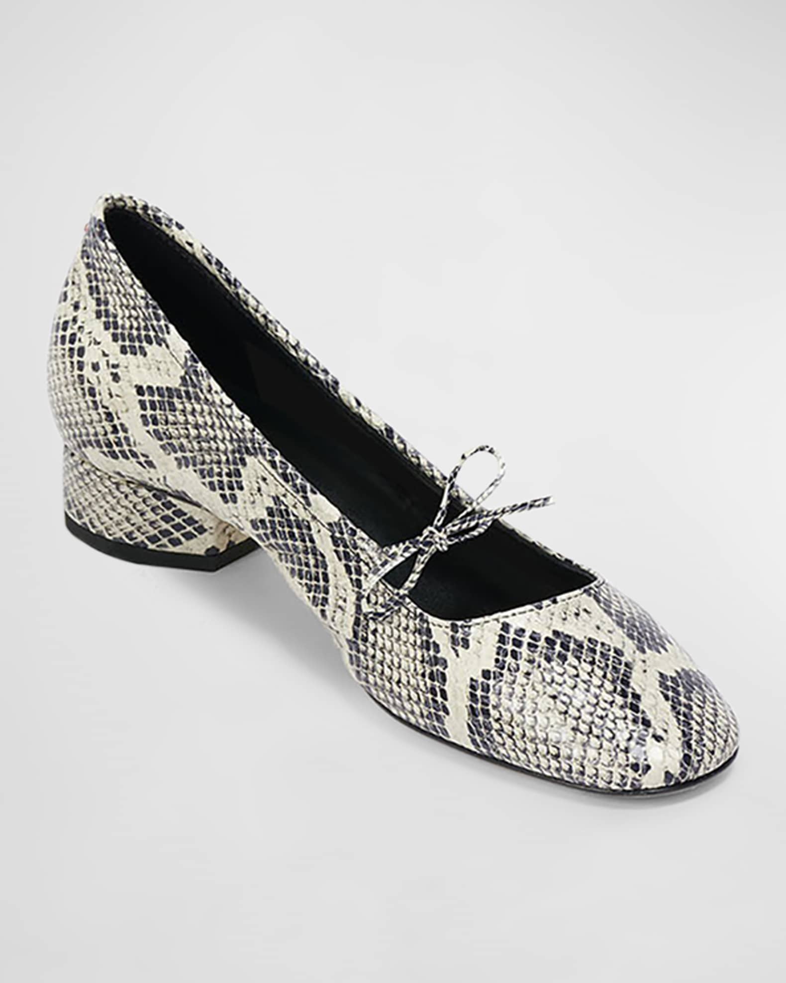 Aeyde Darya Snake-Embossed Bow Ballerina Flats | Neiman Marcus