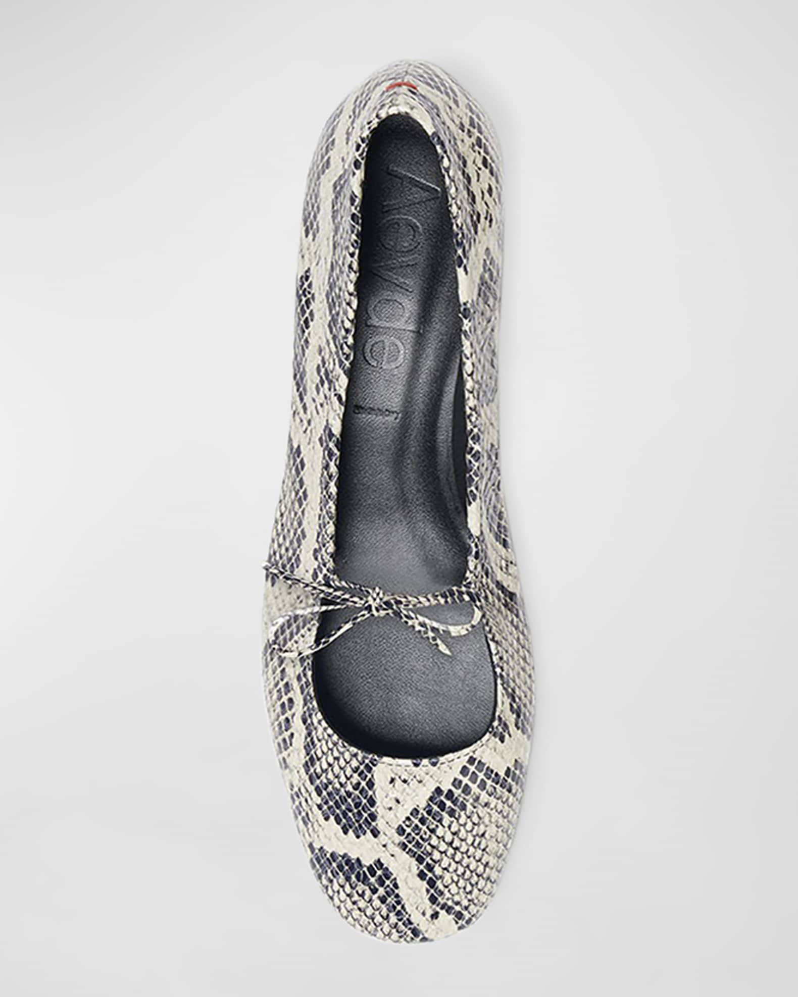 Aeyde Darya Snake-Embossed Bow Ballerina Flats | Neiman Marcus