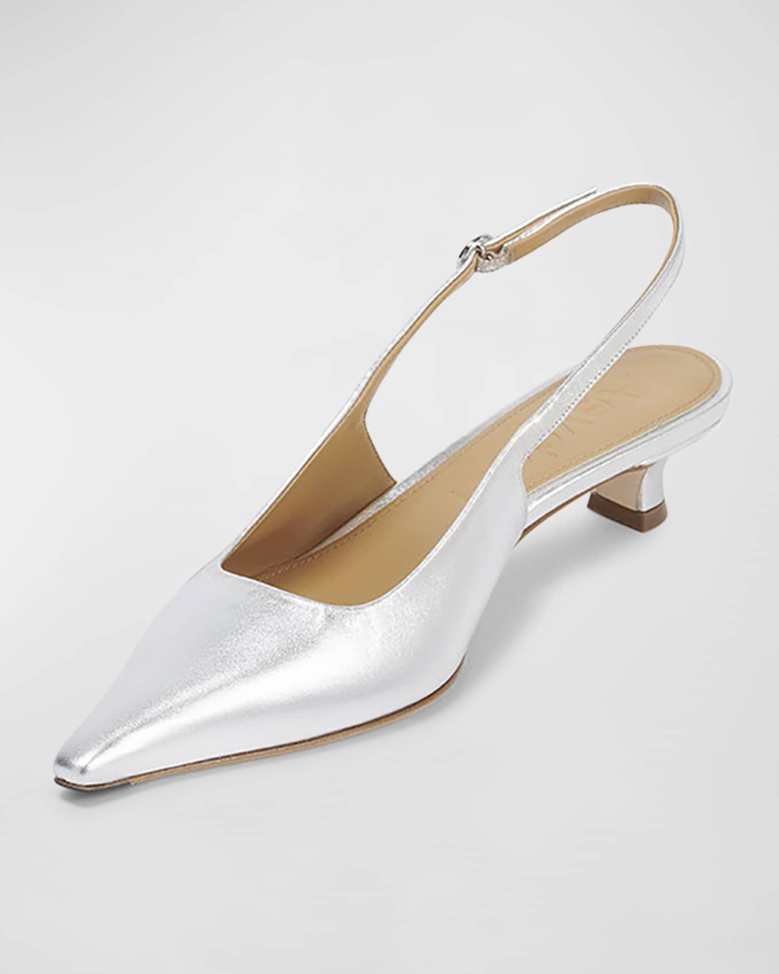 Catrina Leather Kitten-Heel Slingback Pumps | Neiman Marcus