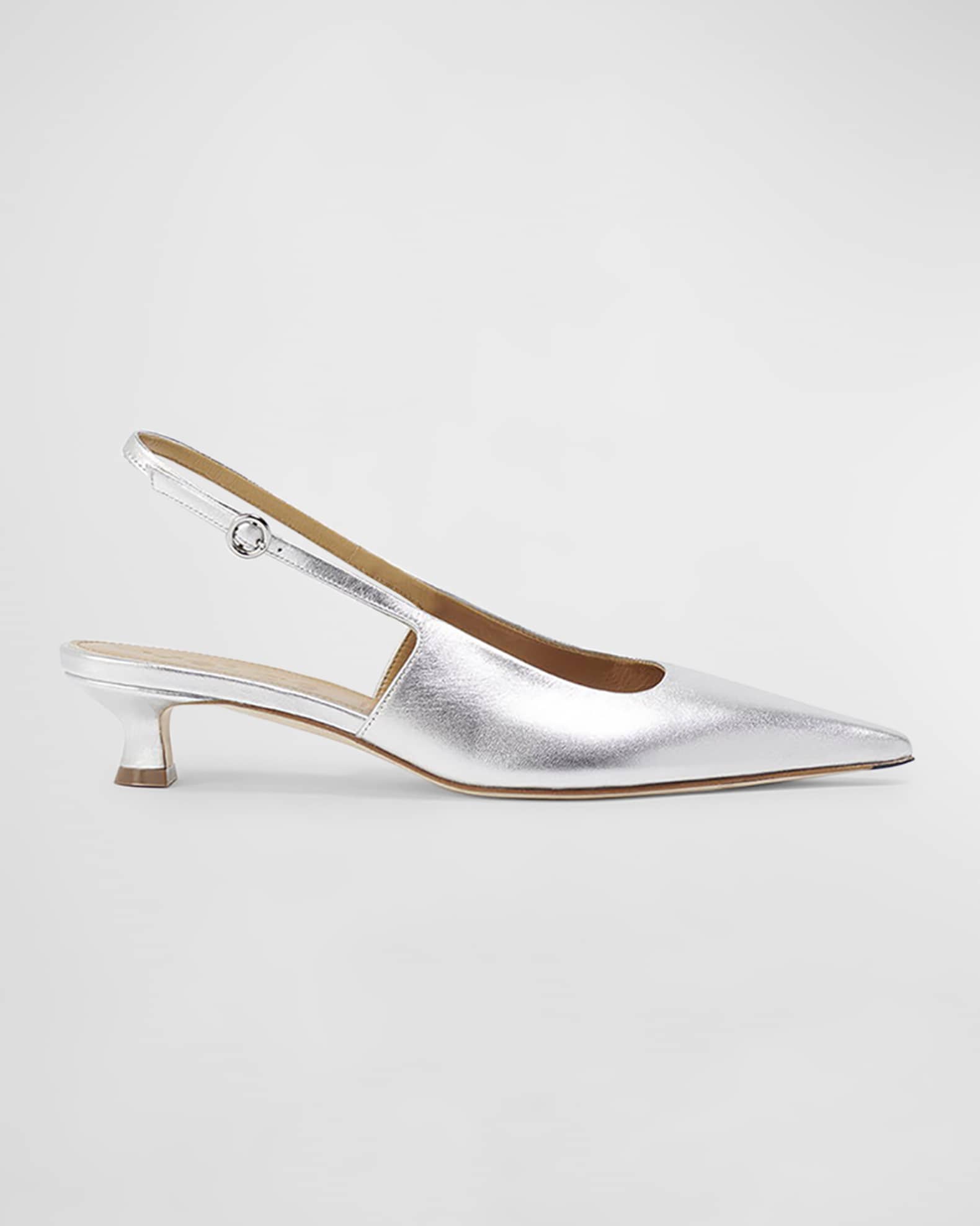 Catrina Leather Kitten-Heel Slingback Pumps | Neiman Marcus