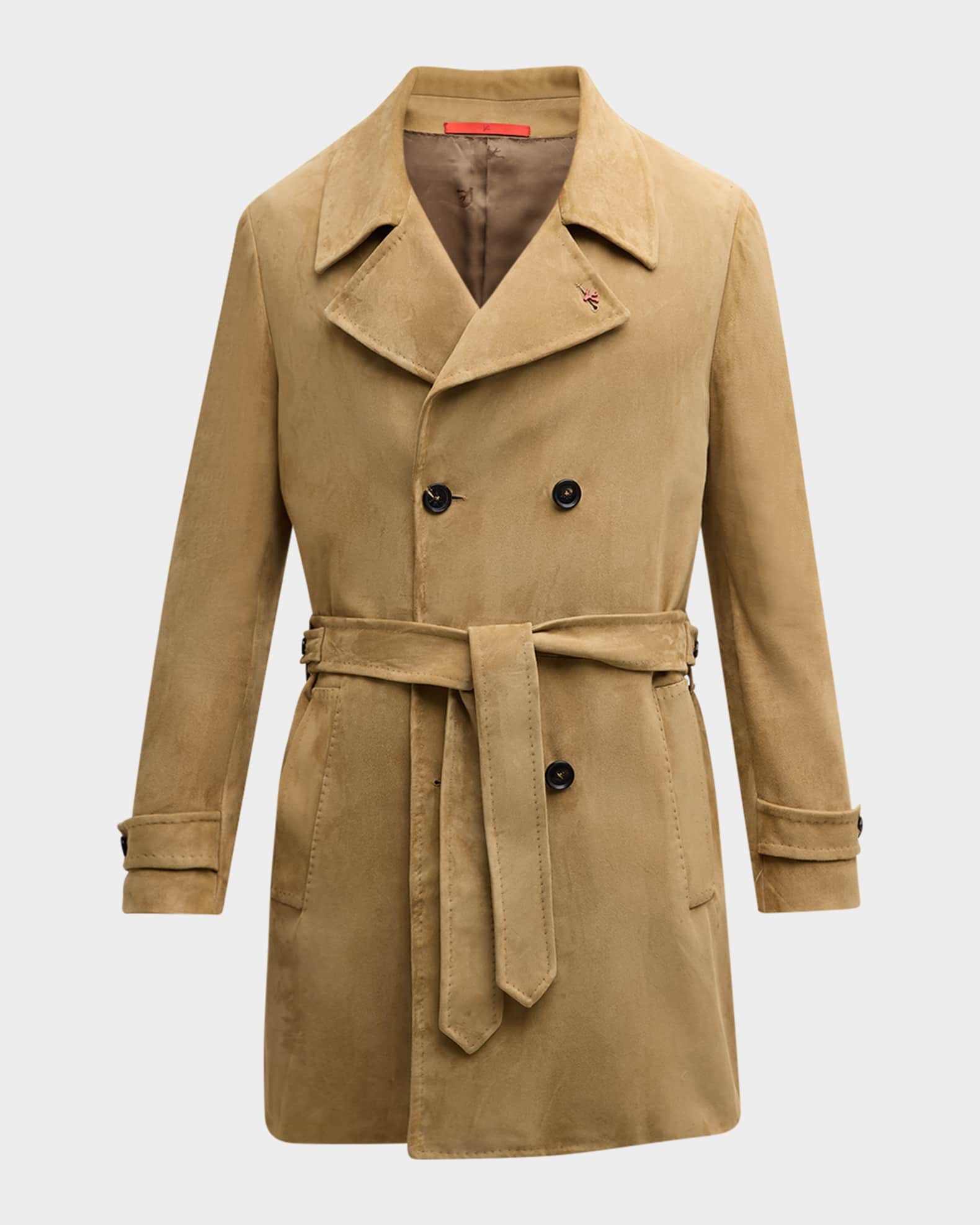 Mens belted trench coat best sale