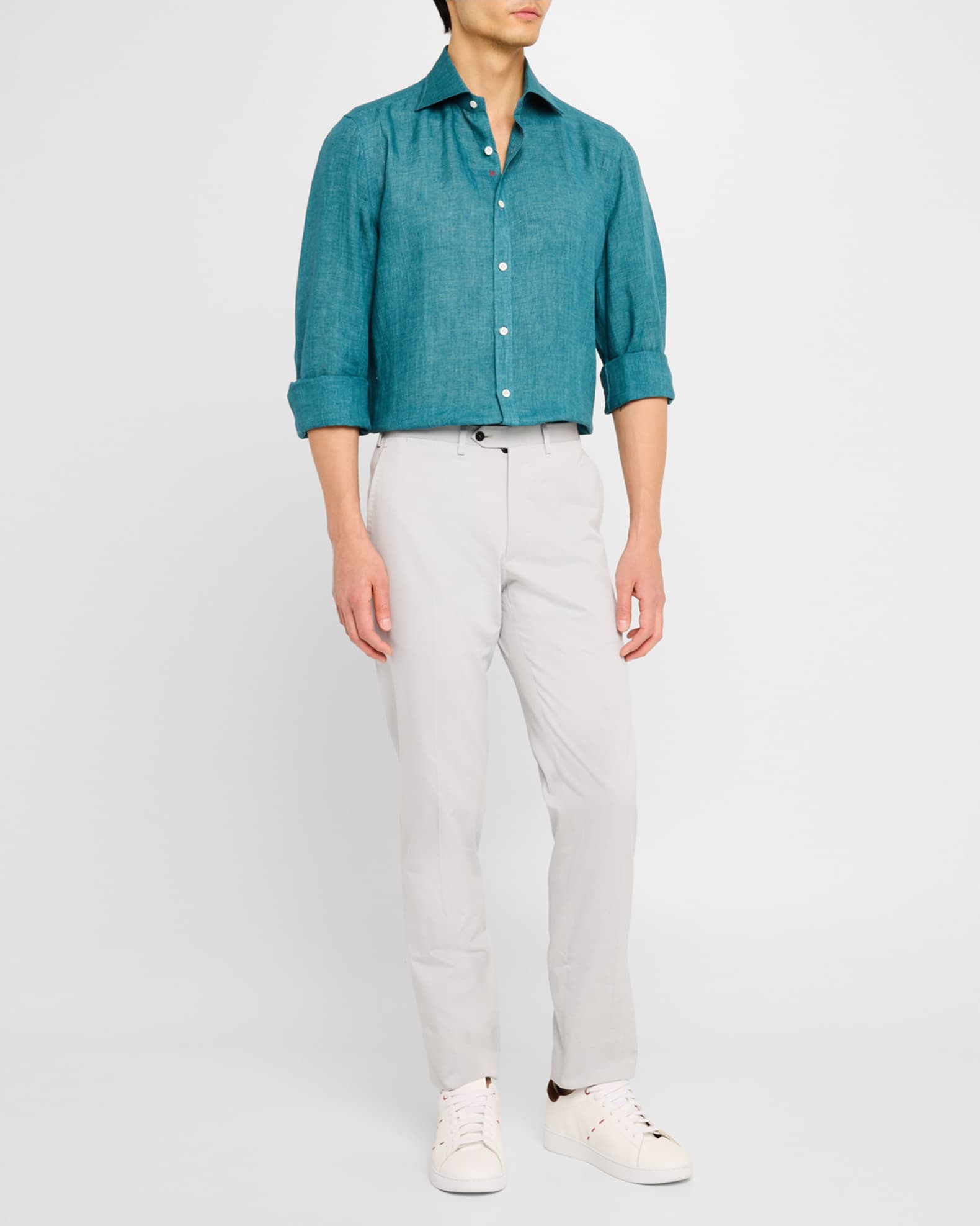 Men's Solid Linen Sport Shirt 1