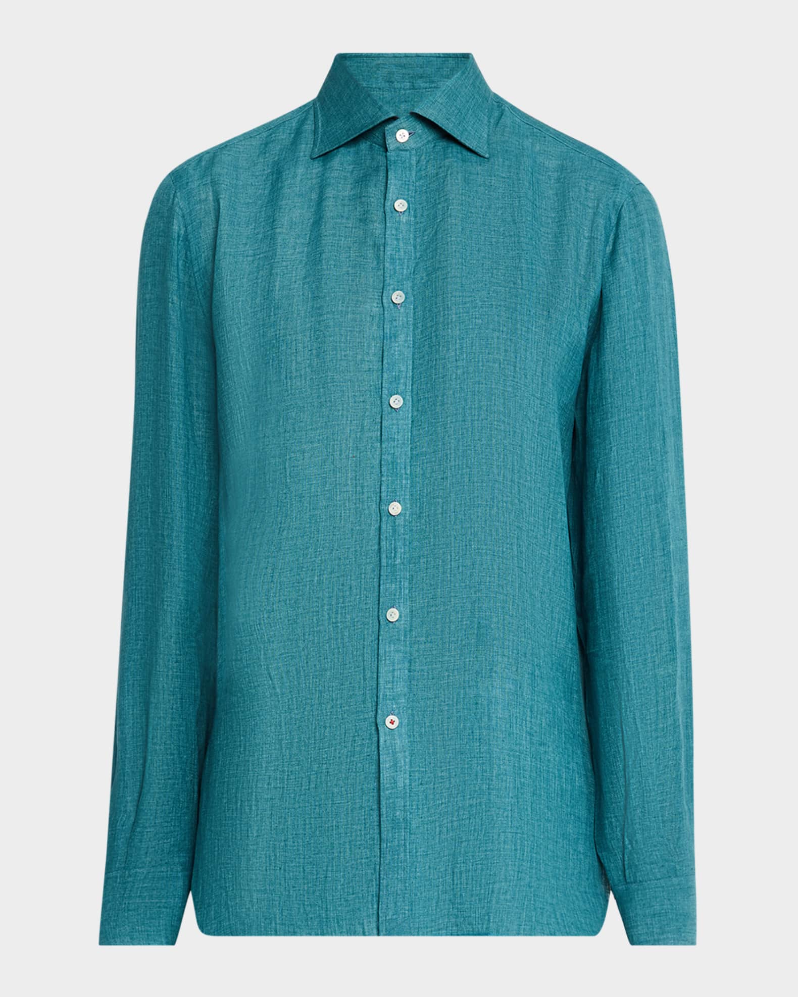 Men's Solid Linen Sport Shirt 0