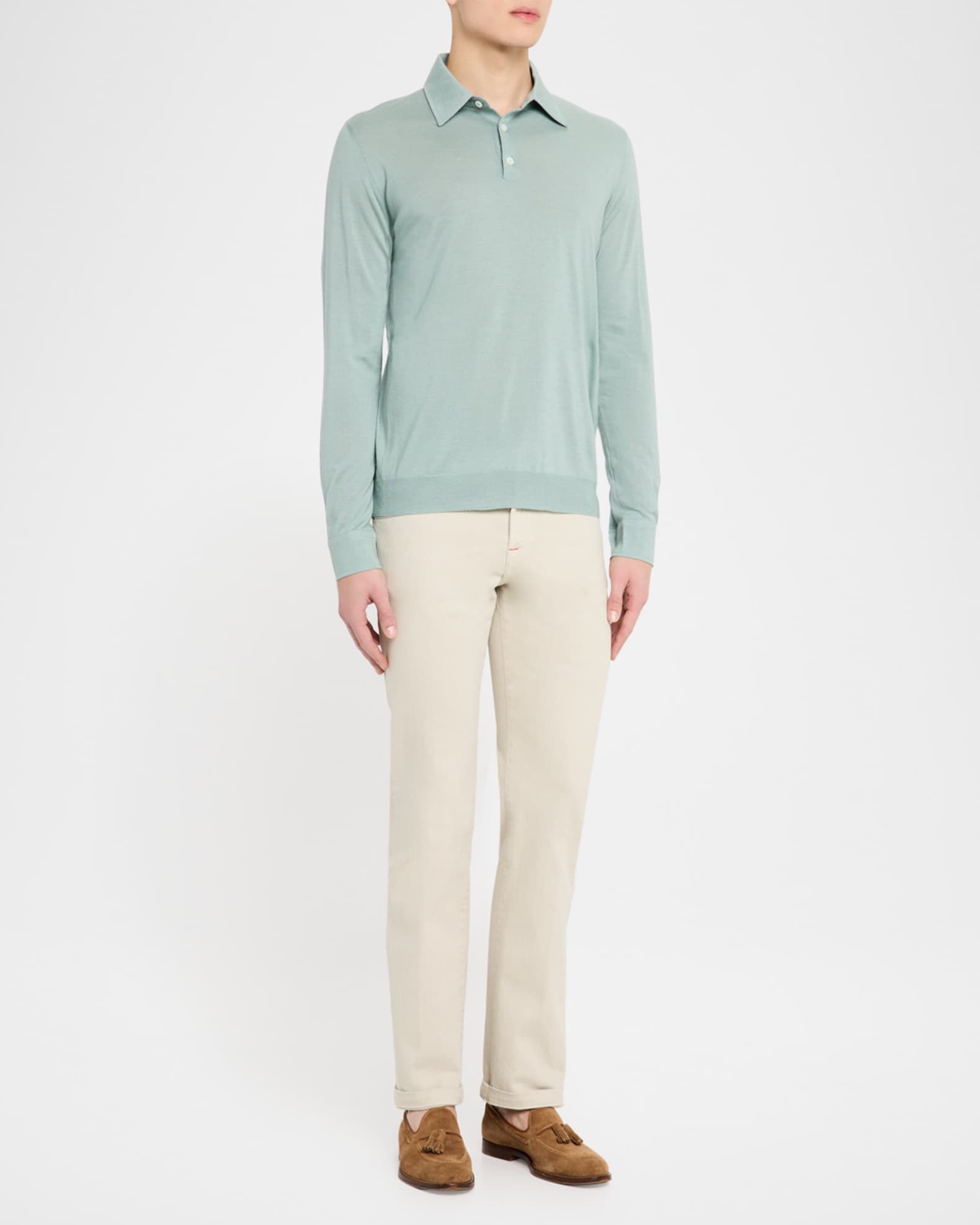Men's Cashmere-Silk Polo Sweater - Thumbnail 2