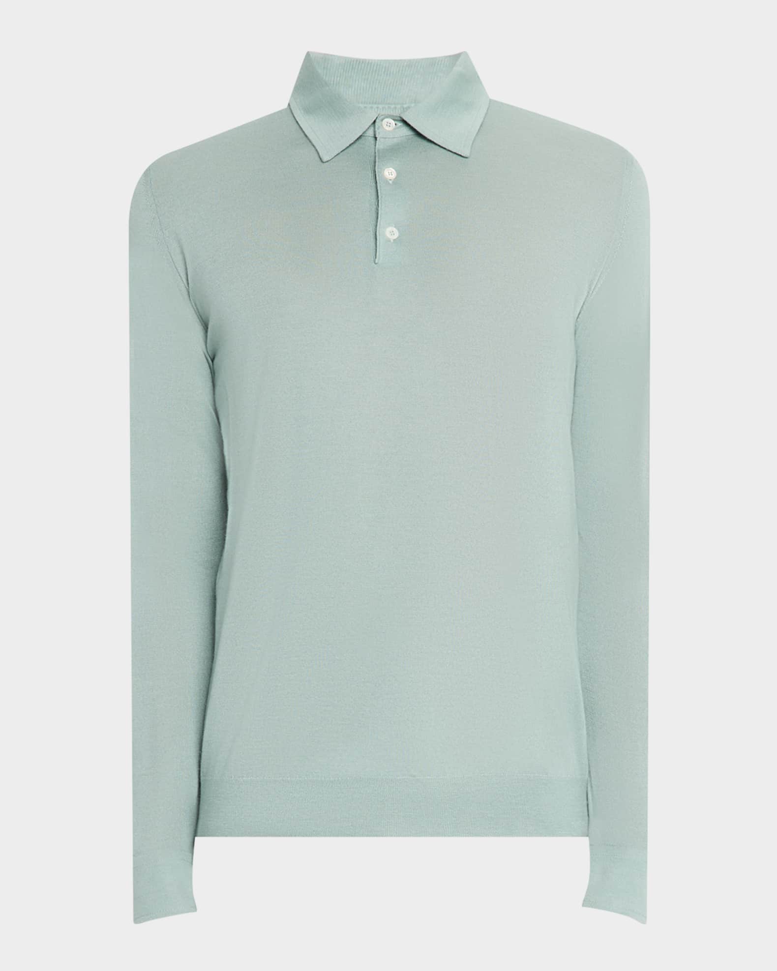 Men's Cashmere-Silk Polo Sweater