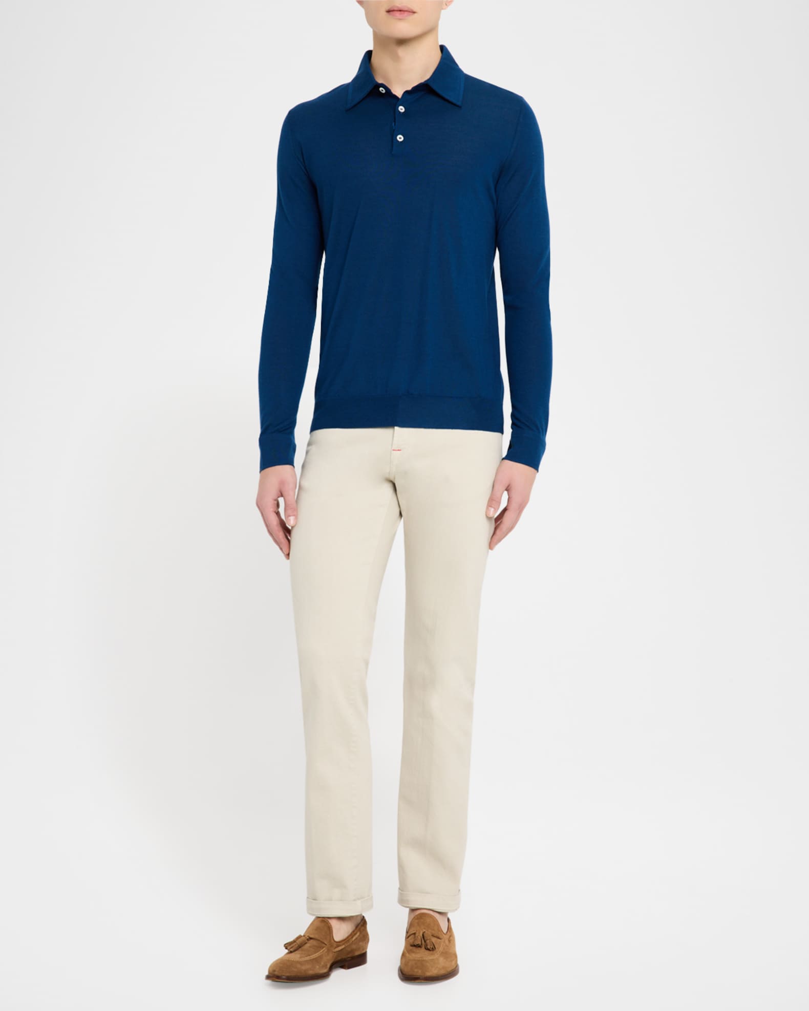 Men's Cashmere-Silk Polo Sweater 1