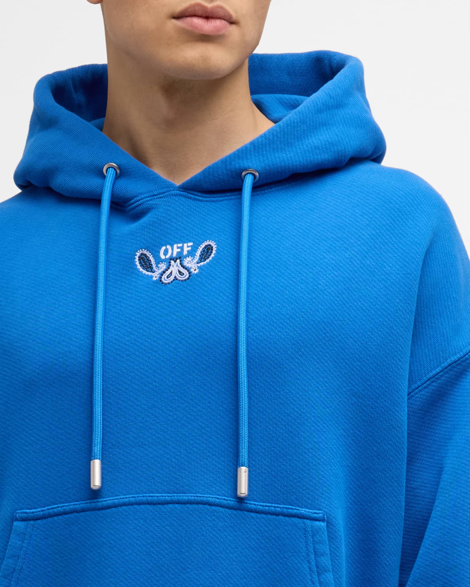 Off-White bandana-embroidered cotton hoodie - Blue