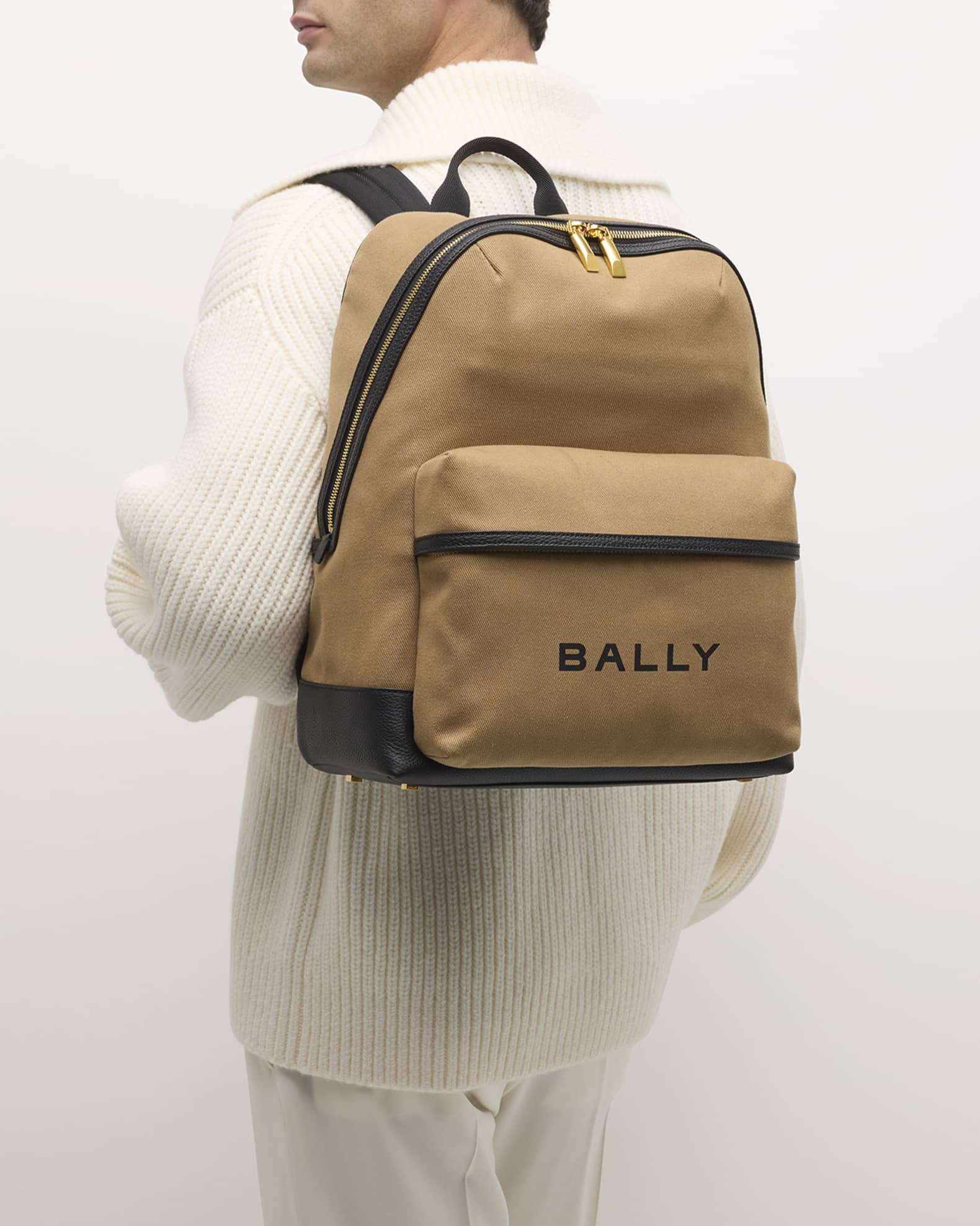 Bally Men s Treck Fabric and Leather Backpack Neiman Marcus