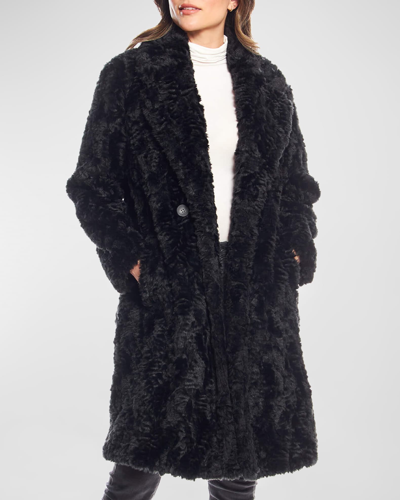 Textured longline faux fur coat hot sale